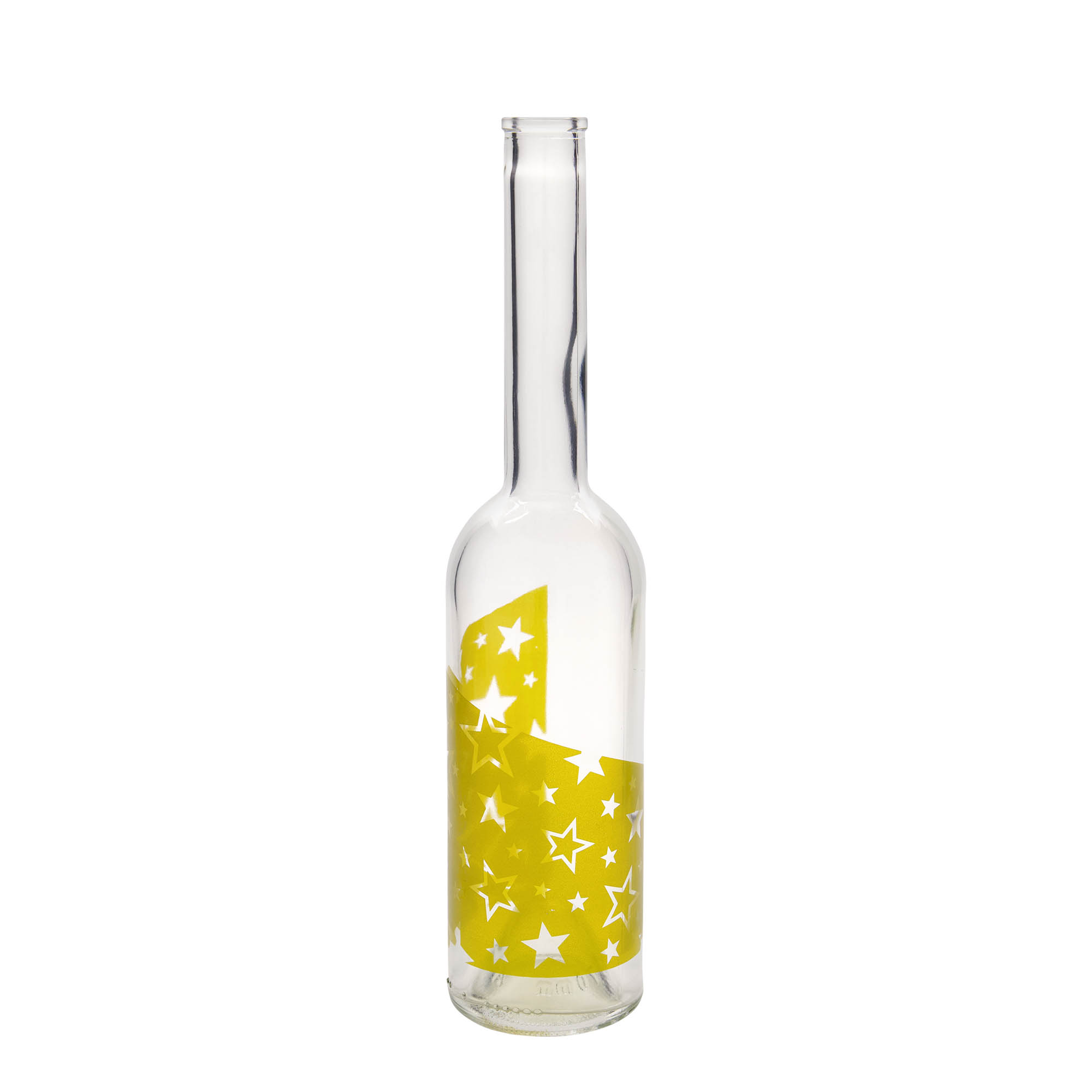 Staklena boca 500 ml 'Opera', motiv: zlatne zvijezde, otvor: pluteni čep Staklena boca 500 ml 'Opera', motiv: zlatne zvijezde, otvor: pluteni čep