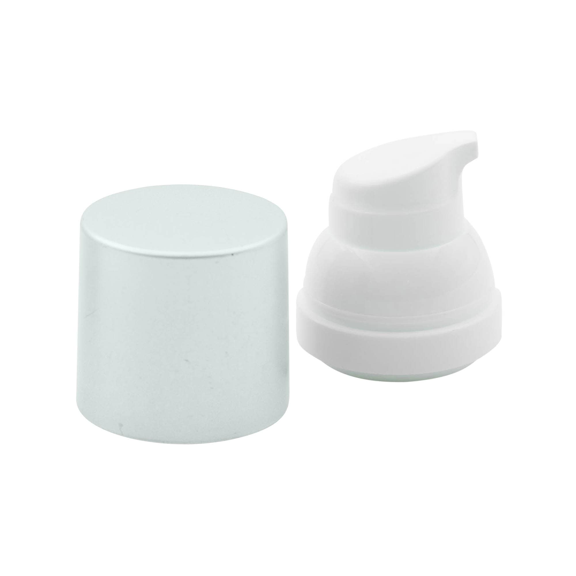 Pumpa za doziranje Airless „Mezzo“, tip D, PP plastika, bijela s mat srebrnom metalik kapom