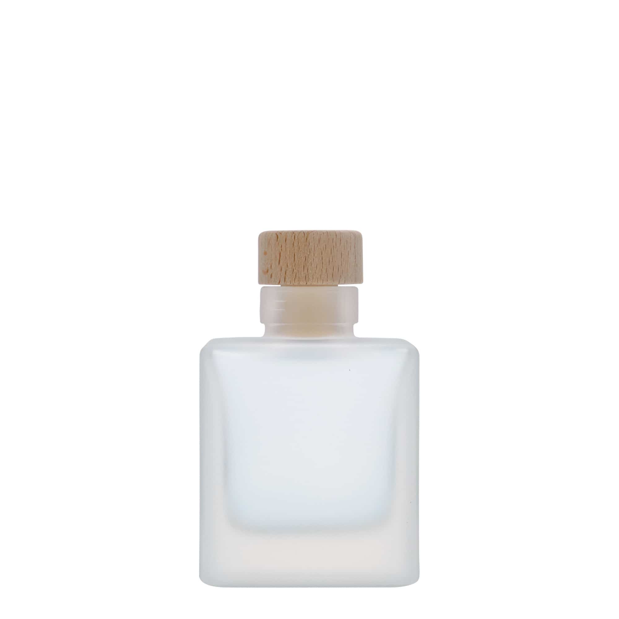 100 ml staklena boca 'Cube', kvadratna, zamrznuta, grlo: čep
