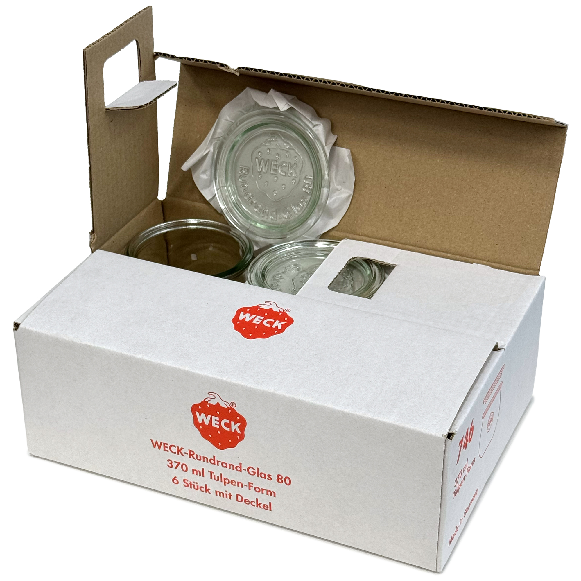 6x 370 ml WECK-tulipan staklenka sa staklenim poklopcem RR 80