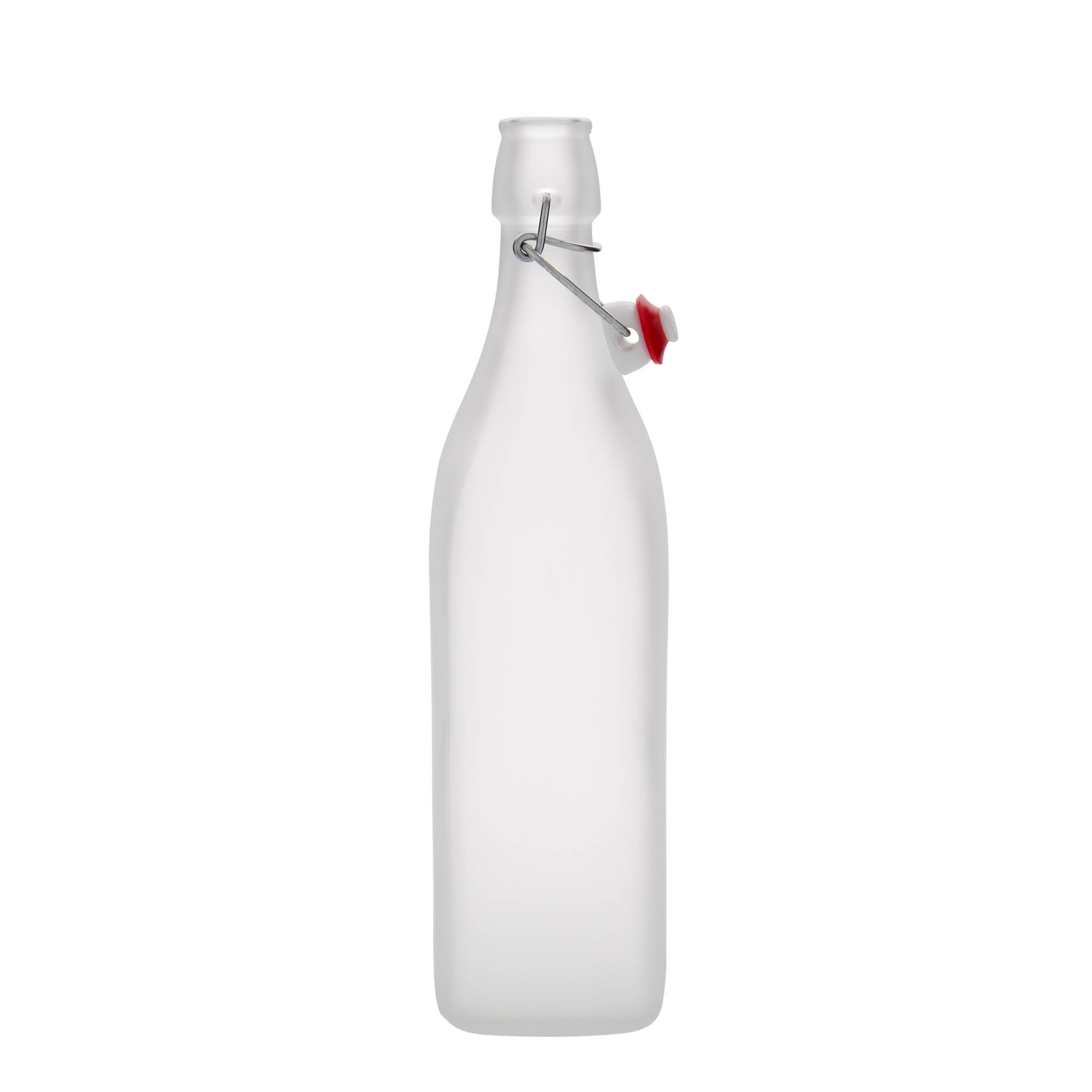 1.000 ml staklena boca 'Swing, četvrtasta, zamrznuta, grlo: zatvarač s kopčom