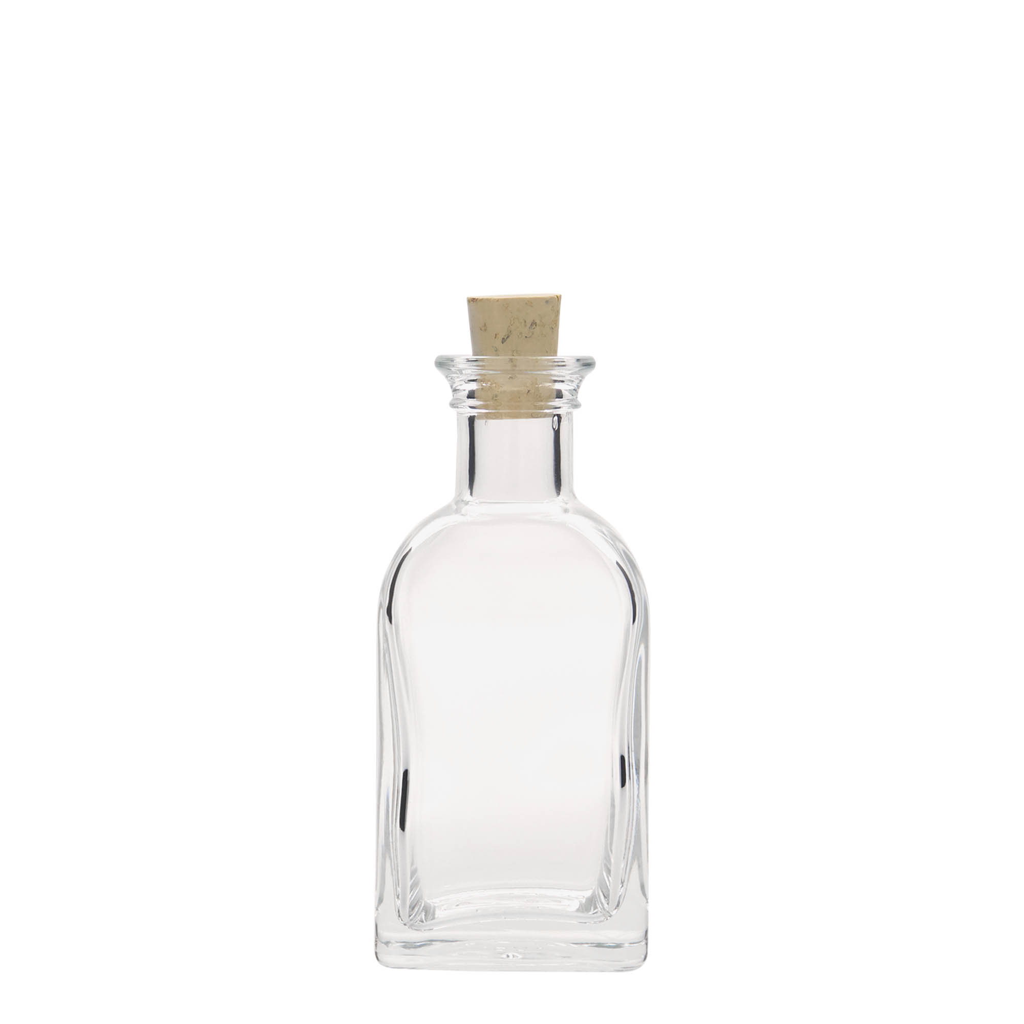 100 ml staklena bočica Apotheker Carré, kvadratna, otvor: plutani čep 100 ml staklena bočica Apotheker Carré, kvadratna, otvor: plutani čep