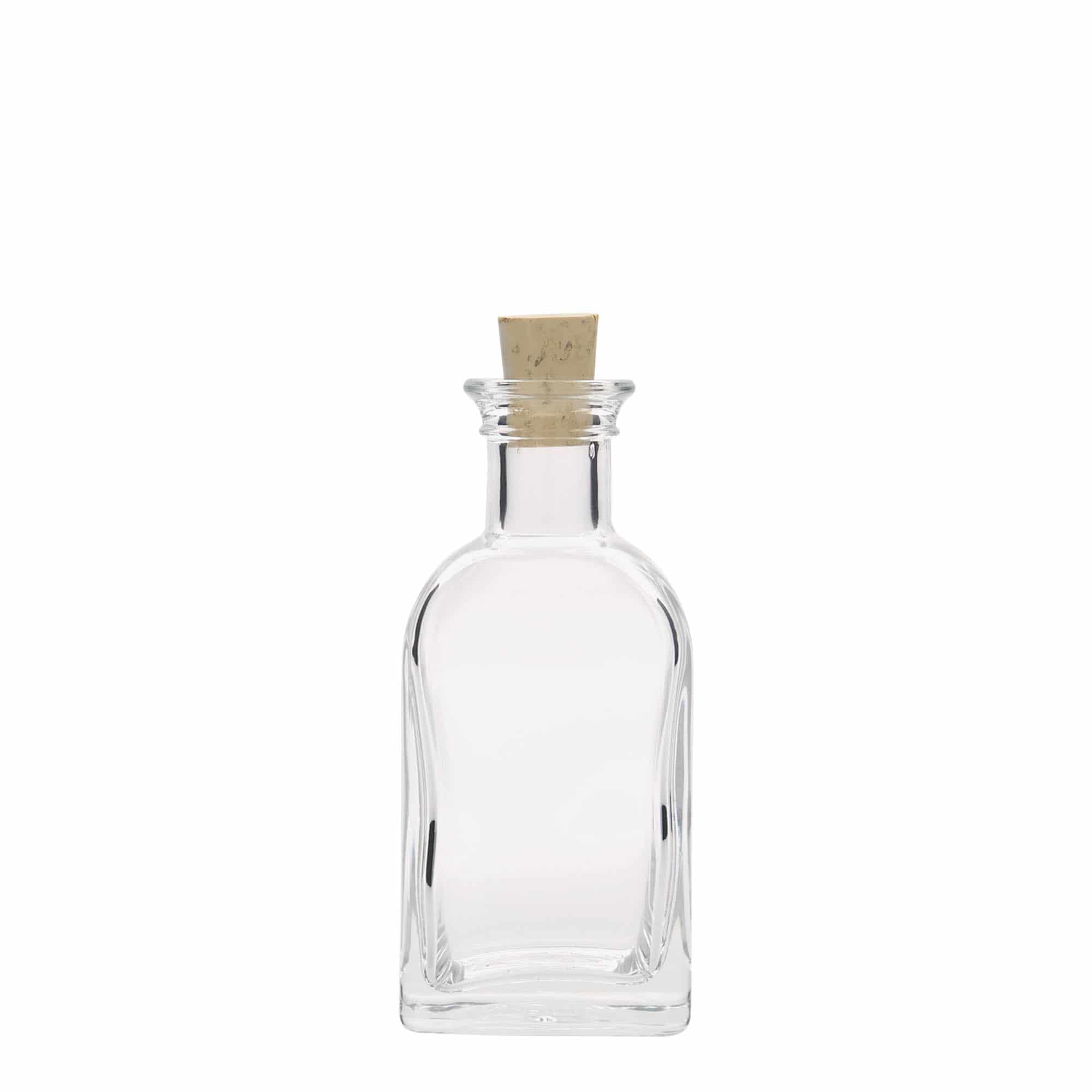 100 ml staklena bočica Apotheker Carré, kvadratna, otvor: plutani čep