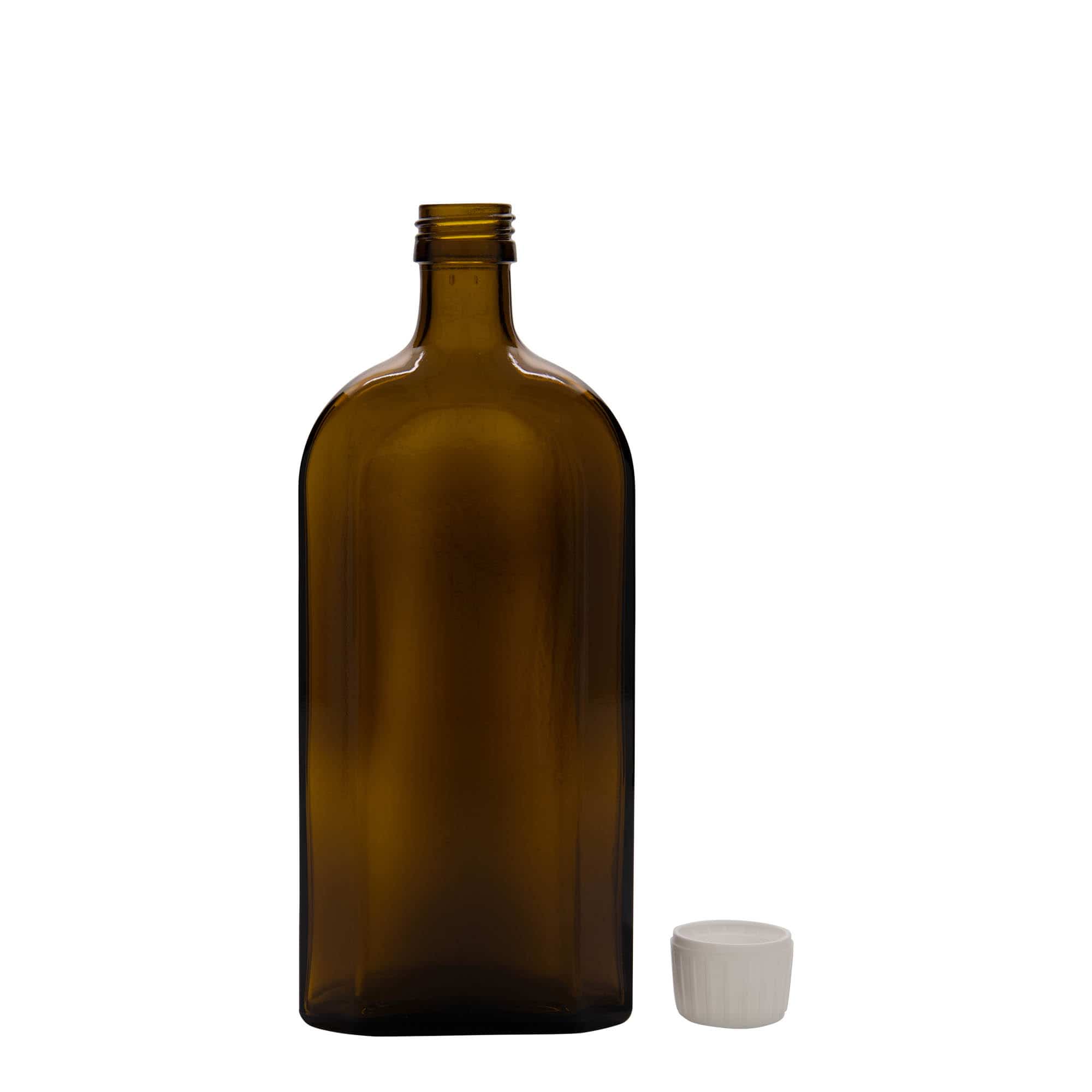 500 ml medicinska boca Meplat, ovalna, staklena, smeđa, grlo: PP 28