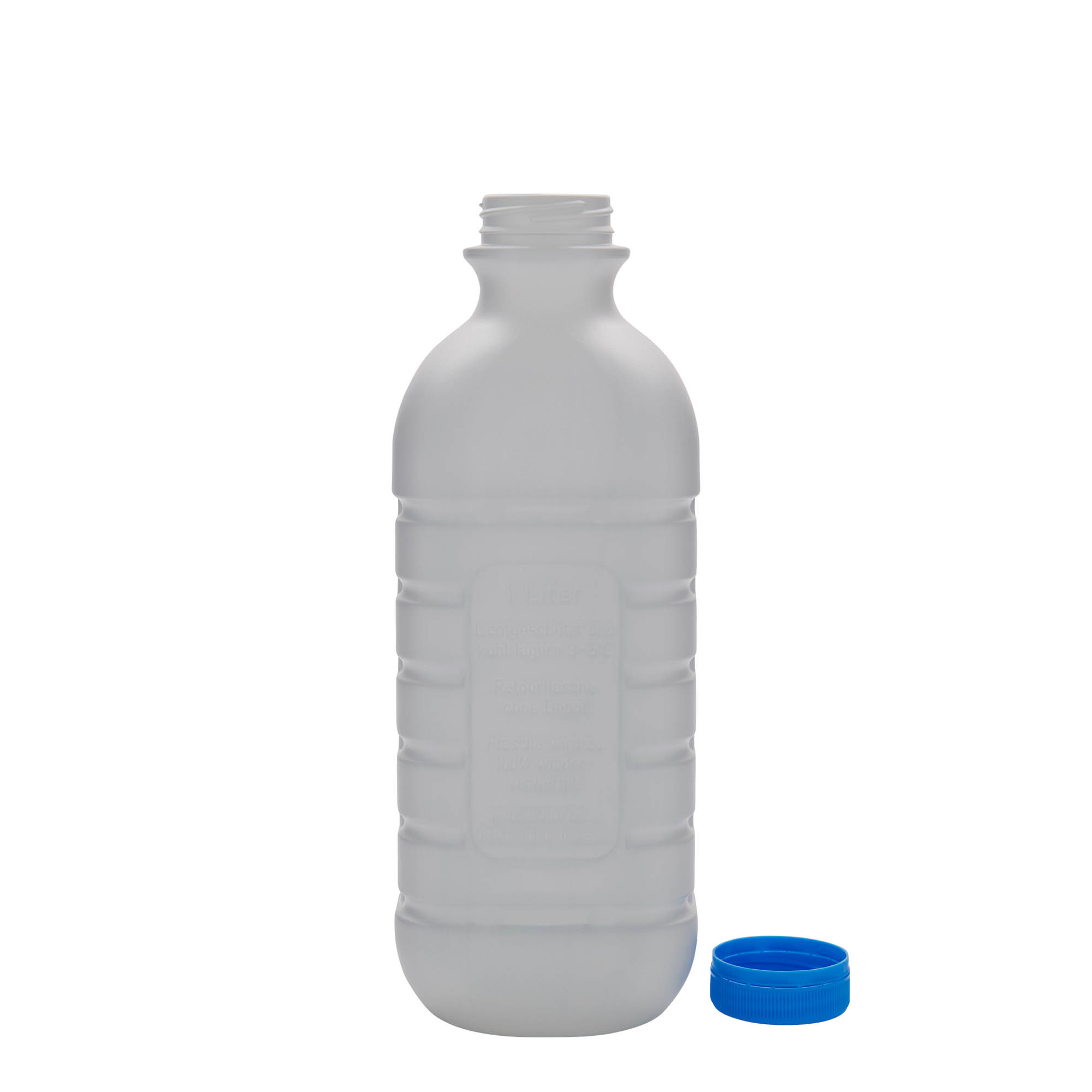 1.000 ml boca za mlijeko, pravokutna, HDPE plastika, bijela, otvor: PEHD40 1.000 ml boca za mlijeko, pravokutna, HDPE plastika, bijela, otvor: PEHD40