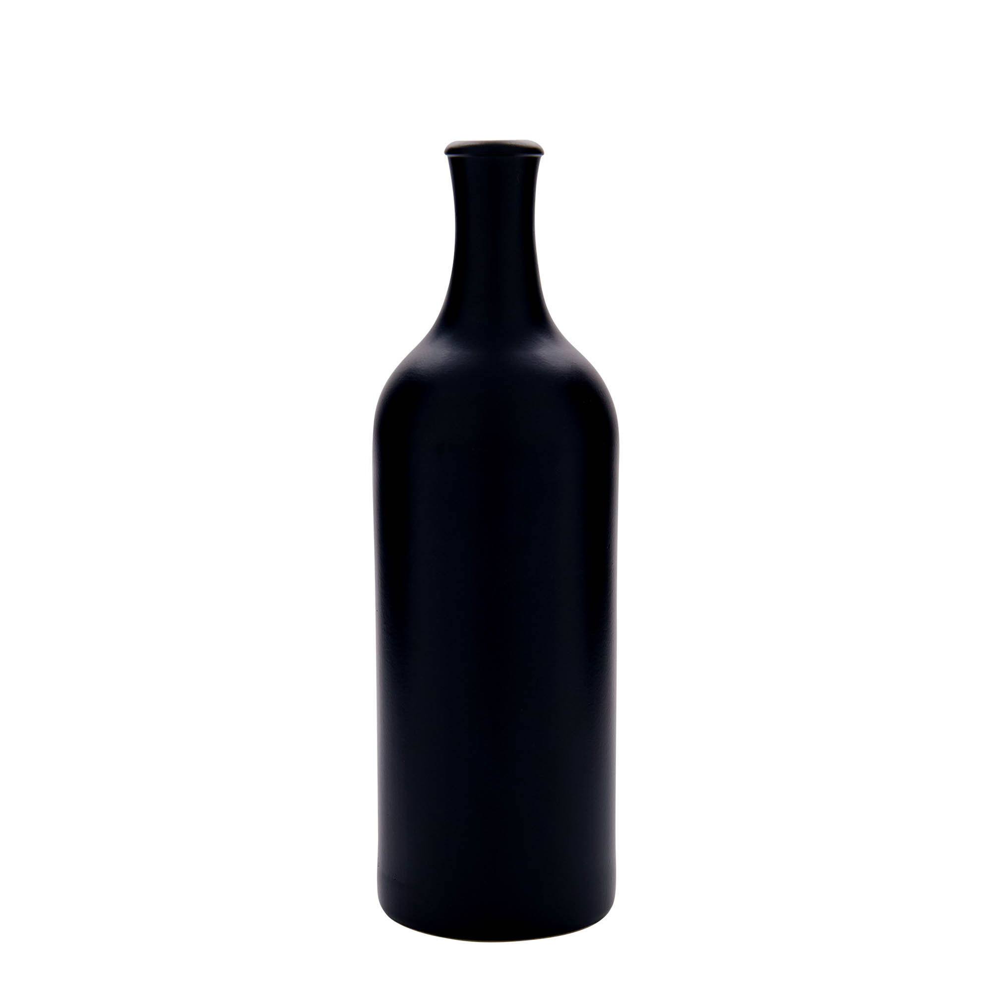 750 ml vrč od gline s dugim vratom, kamenina, crni, otvor: pluta