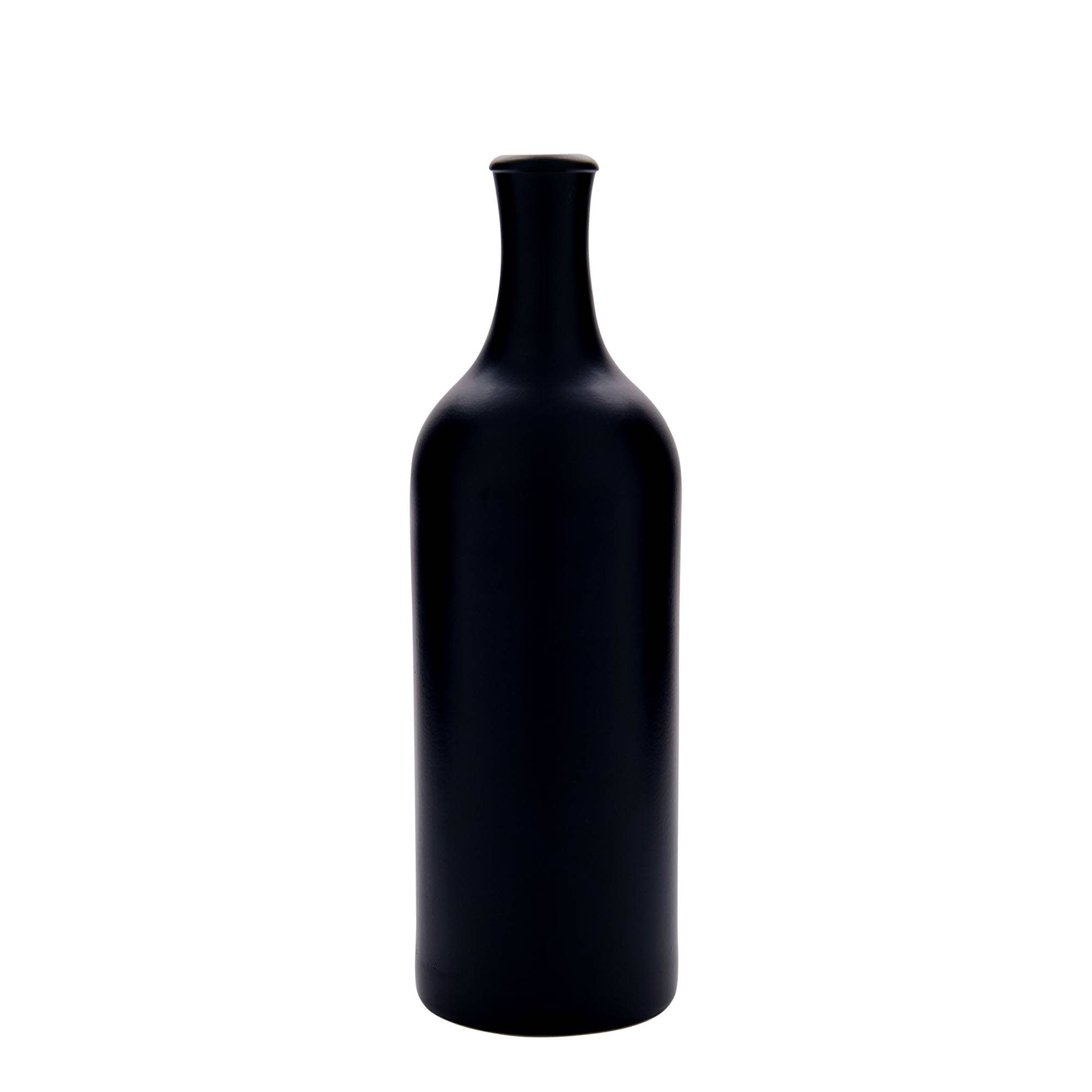750 ml vrč od gline s dugim vratom, kamenina, crni, otvor: pluta