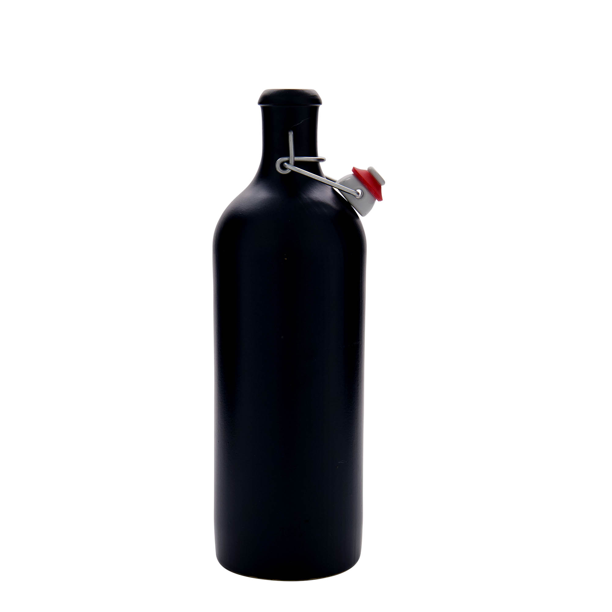 750 ml glineni vrč, kamenina, crni, otvor: zatvarač s kopčom
