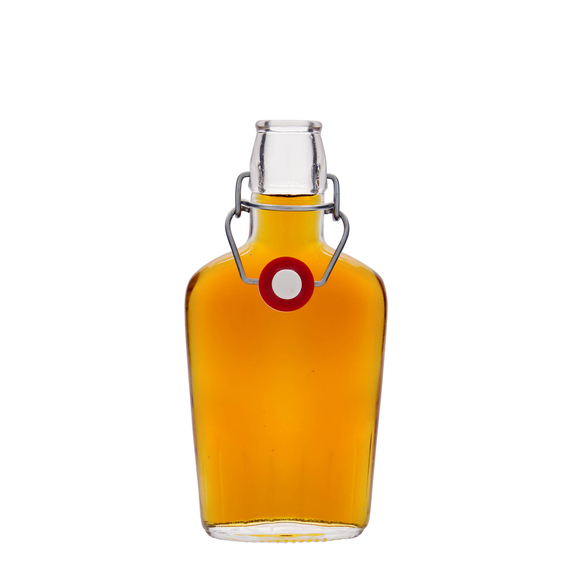 250 ml staklena boca 'Fiaschetta', ovalna, grlo: zatvarač s kopčom 250 ml staklena boca 'Fiaschetta', ovalna, grlo: zatvarač s kopčom