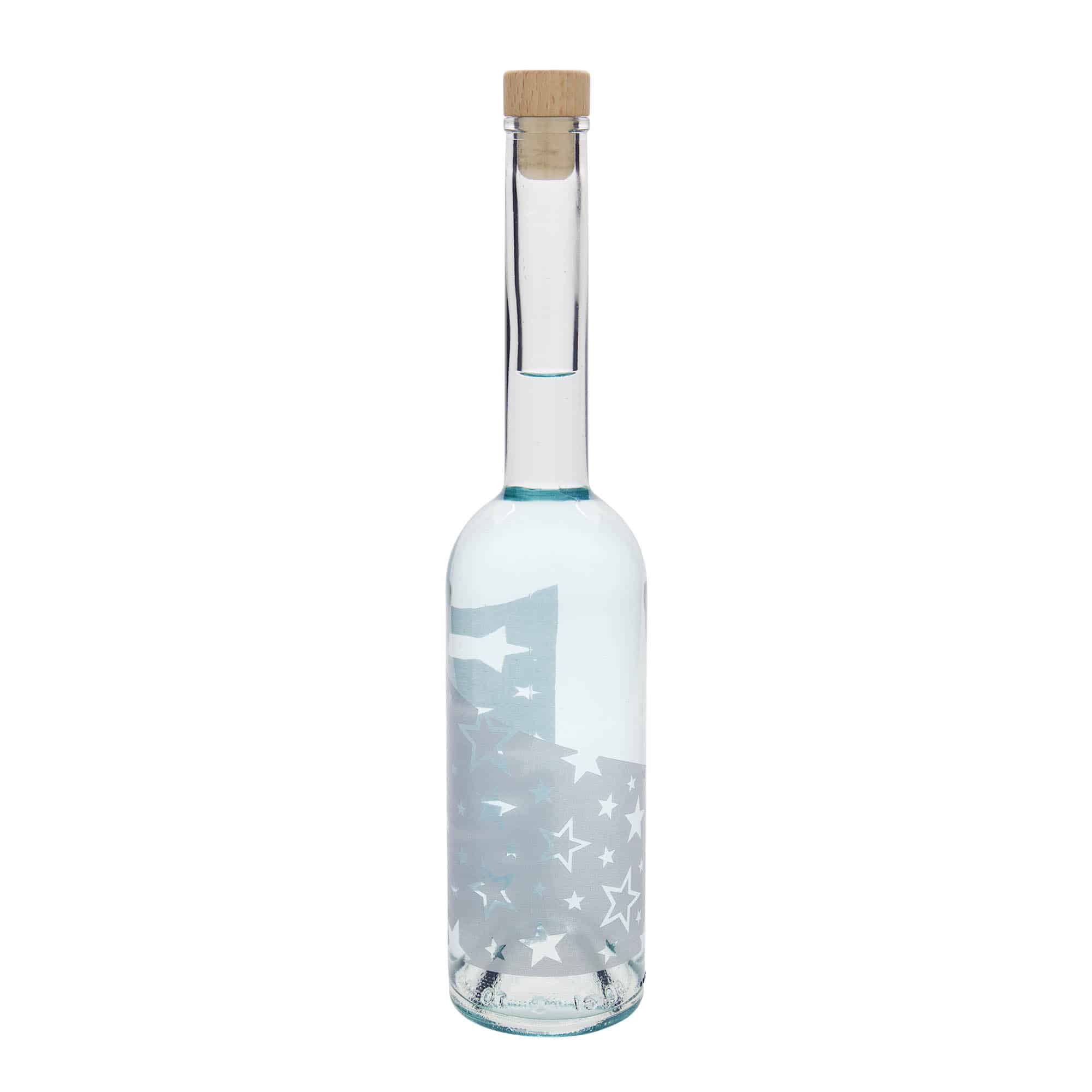 500 ml staklena boca 'Opera', motiv: srebrne zvijezde, grlo: pluta