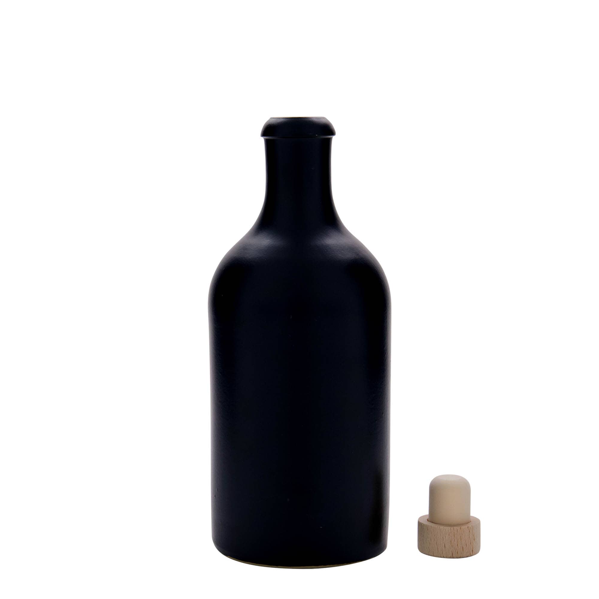 500 ml glineni vrč, kamenina, crni, otvor: pluta