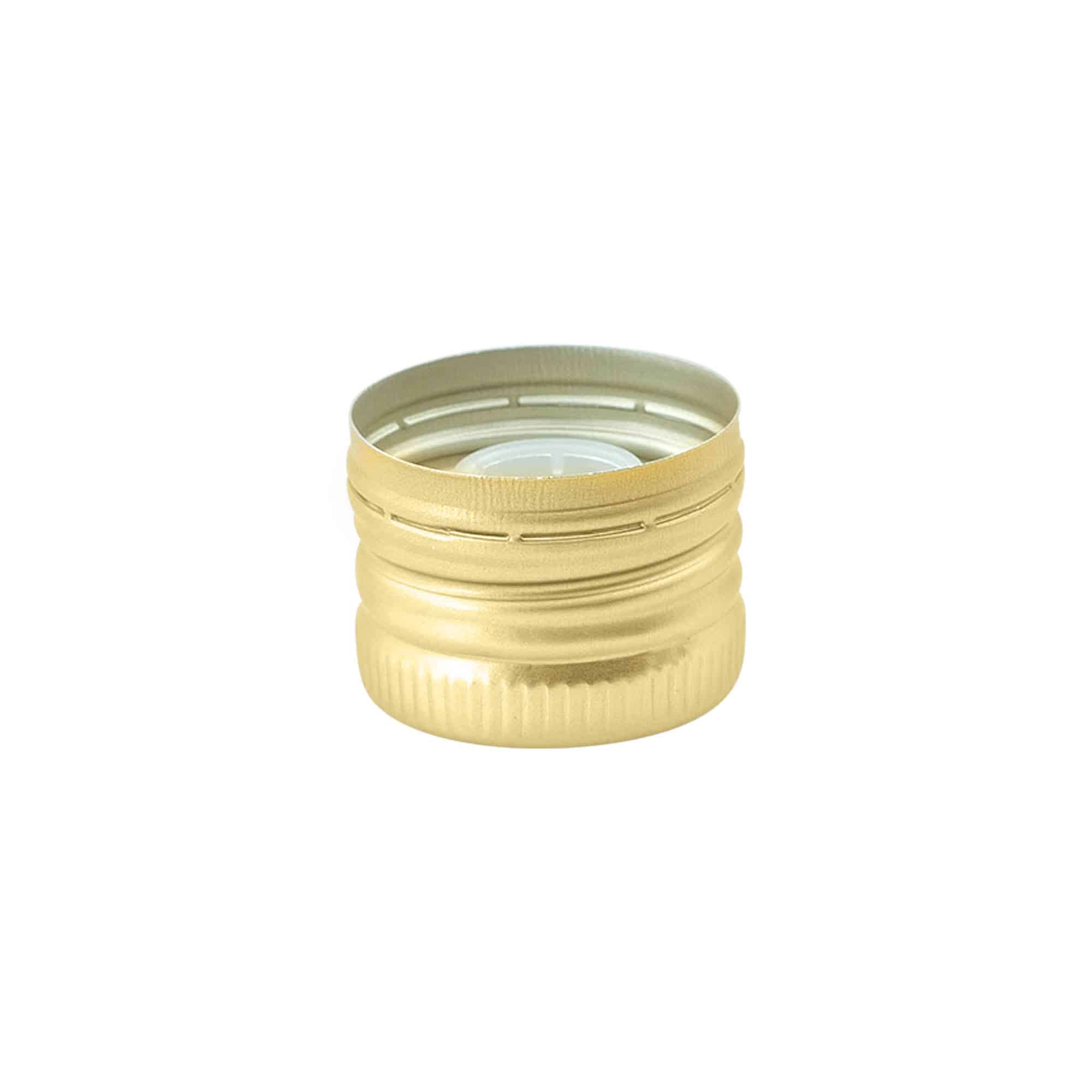 Zatvarač na navoj s izljevnim umetkom, metal-plastika, zlatni, za otvor: PP 31,5