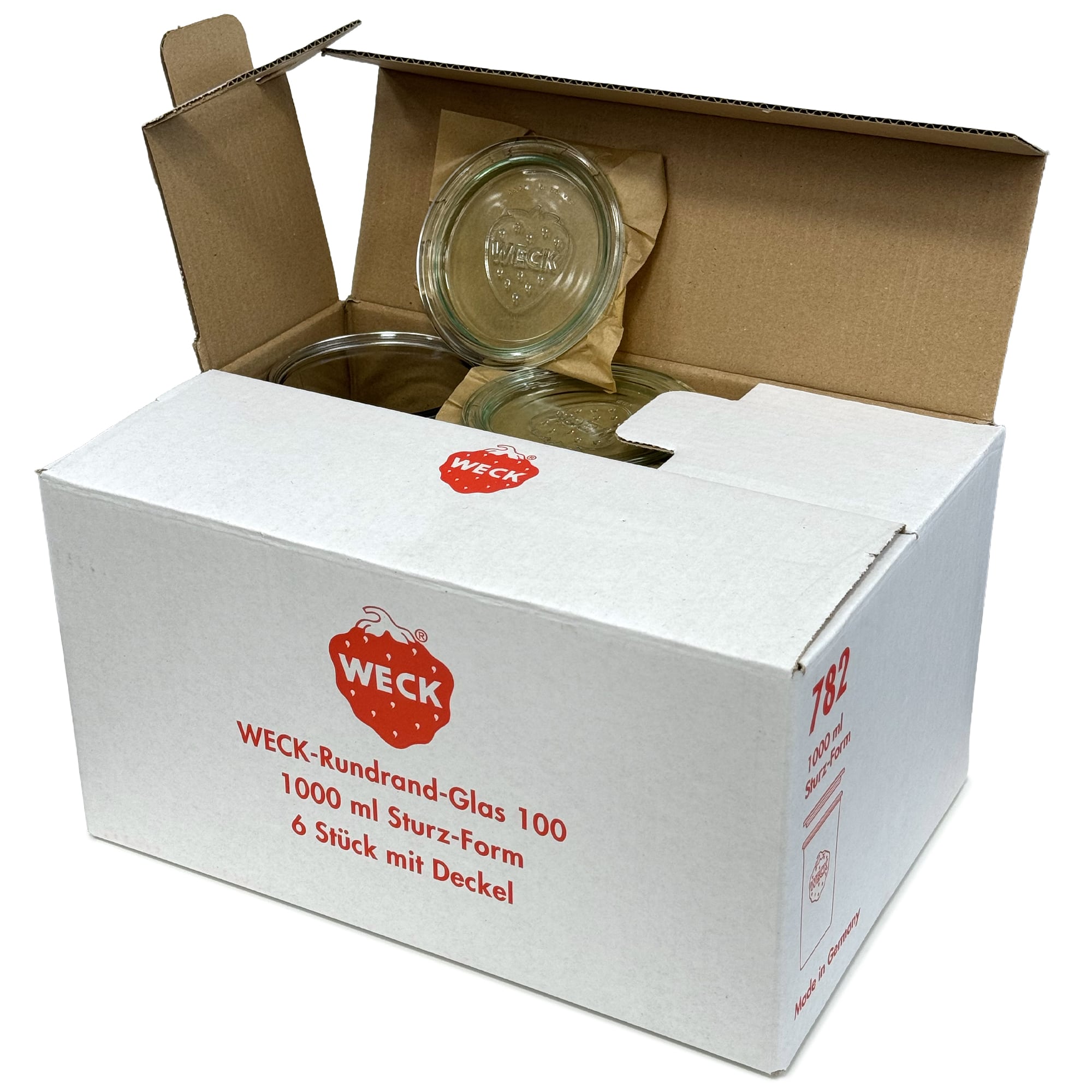 6x 1000 ml WECK-staklenka za stavljanje naopako sa staklenim poklopcem RR 100