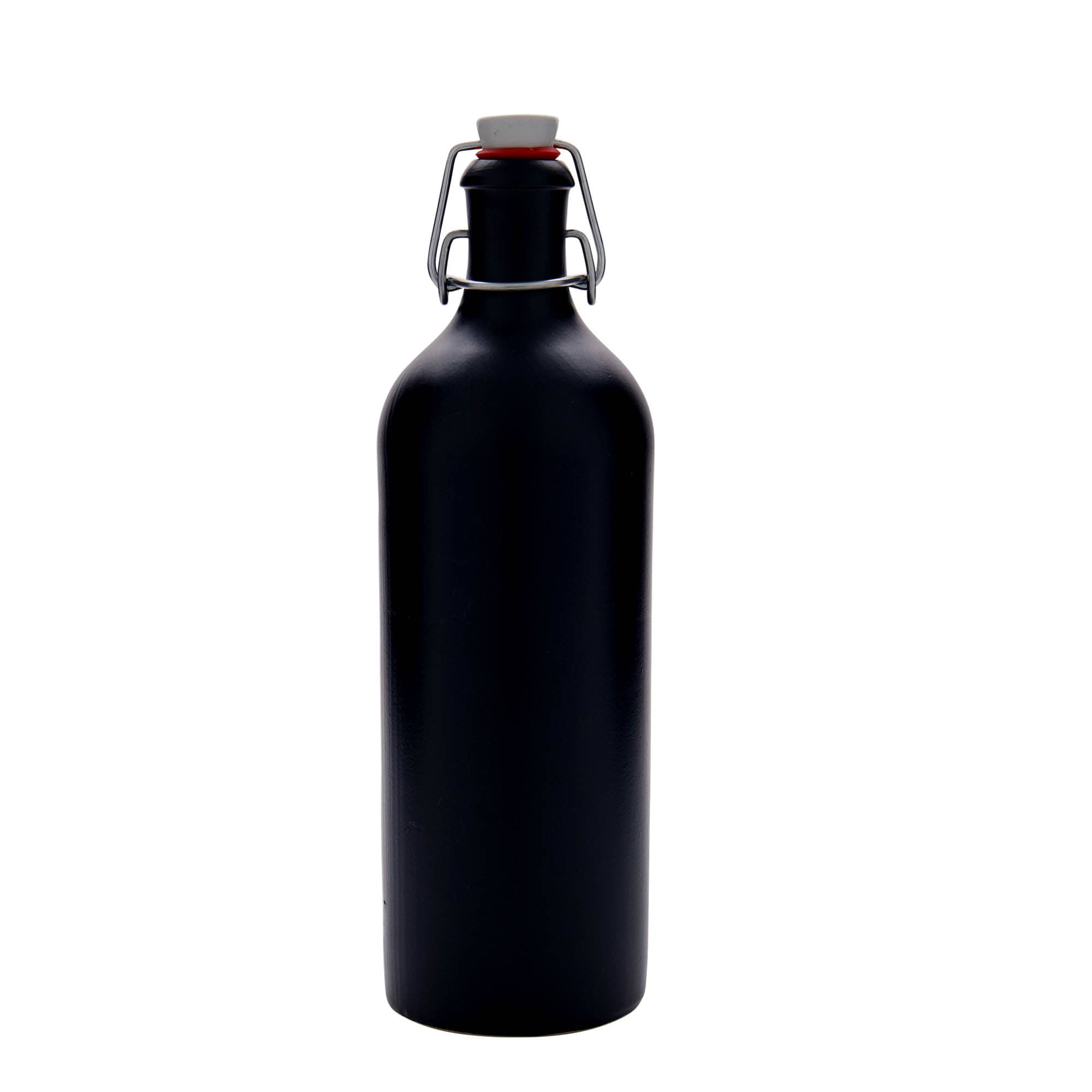 750 ml glineni vrč, kamenina, crni, otvor: zatvarač s kopčom