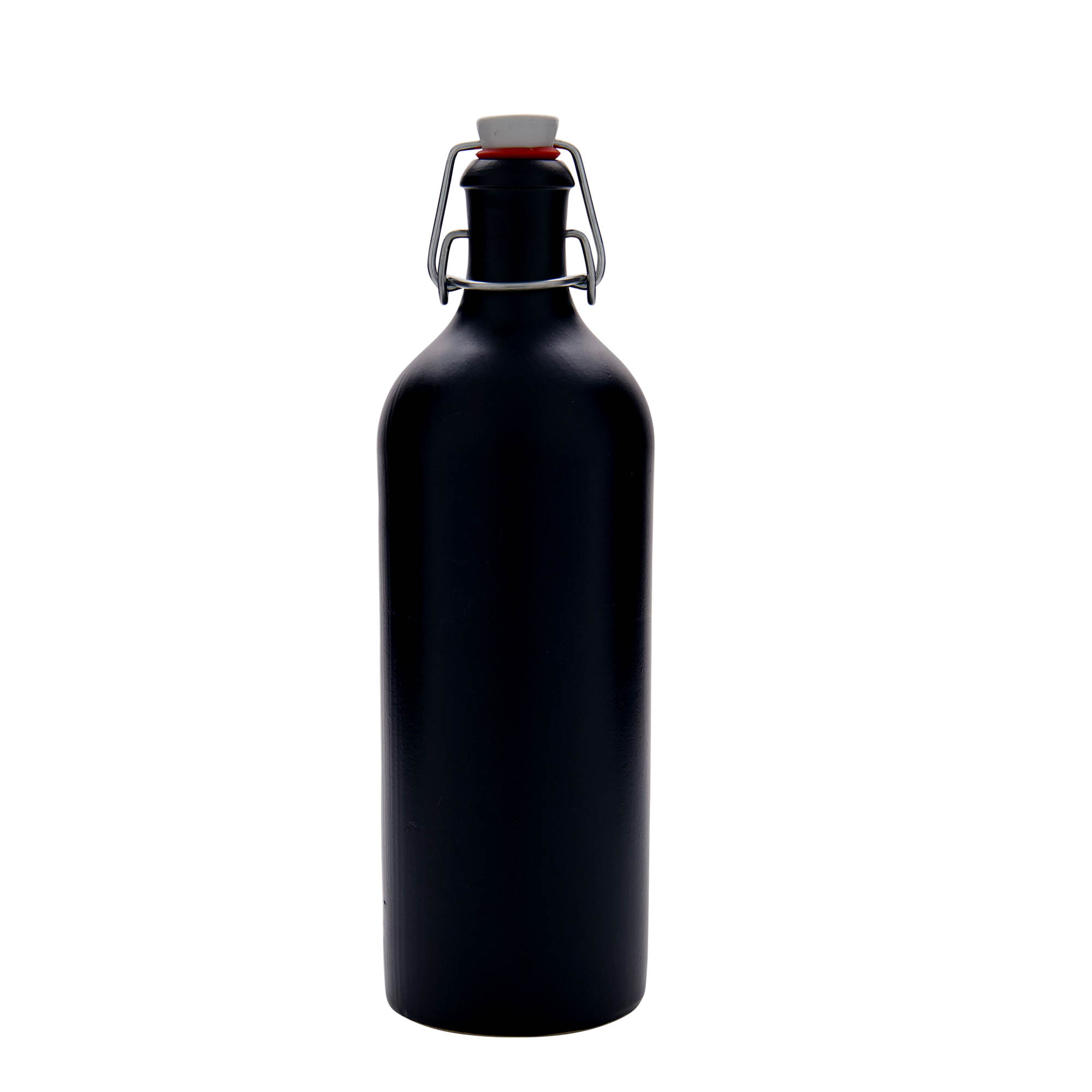 750 ml glineni vrč, kamenina, crni, otvor: zatvarač s kopčom