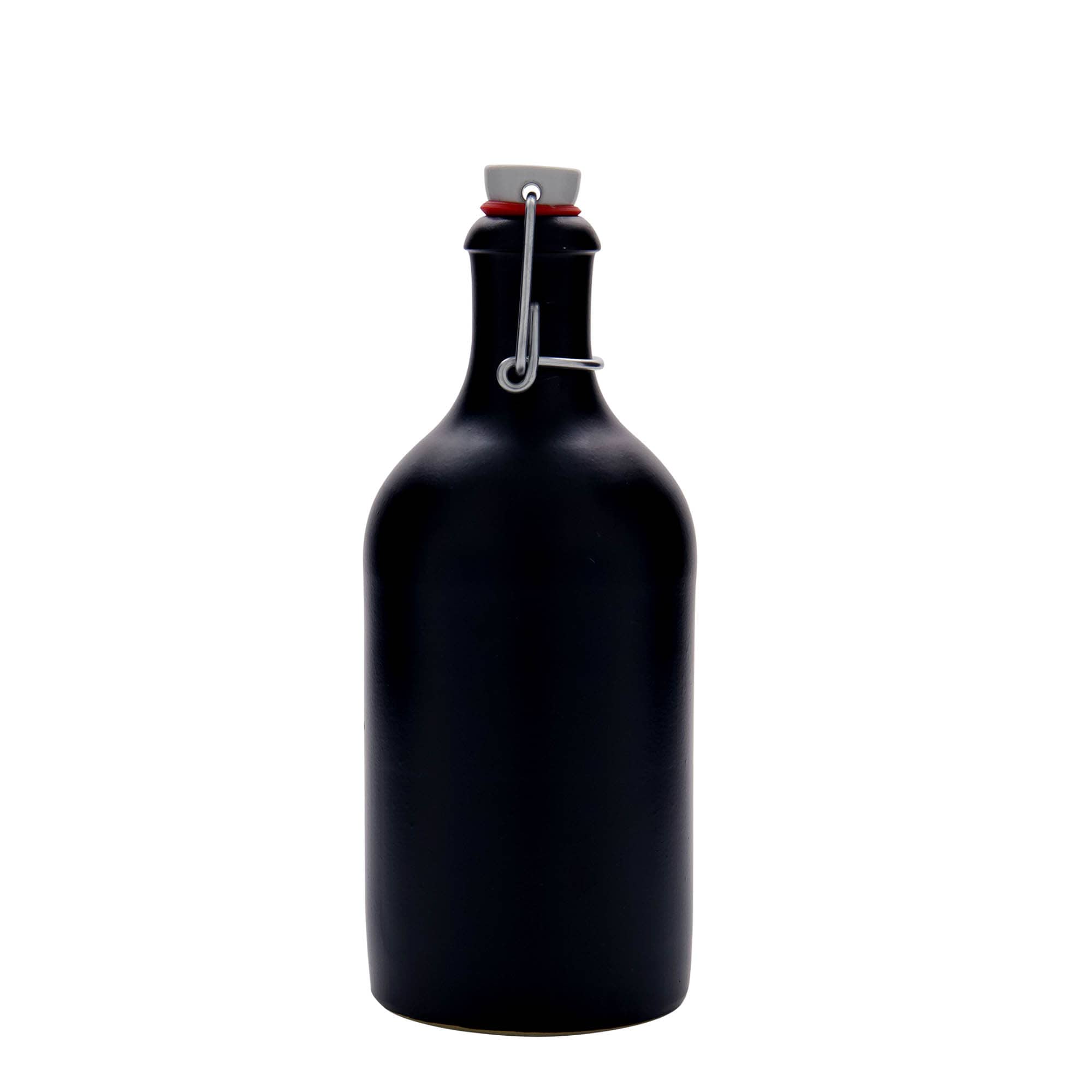 500 ml glineni vrč, kamenina, crni, grlo: zatvarač s kopčom