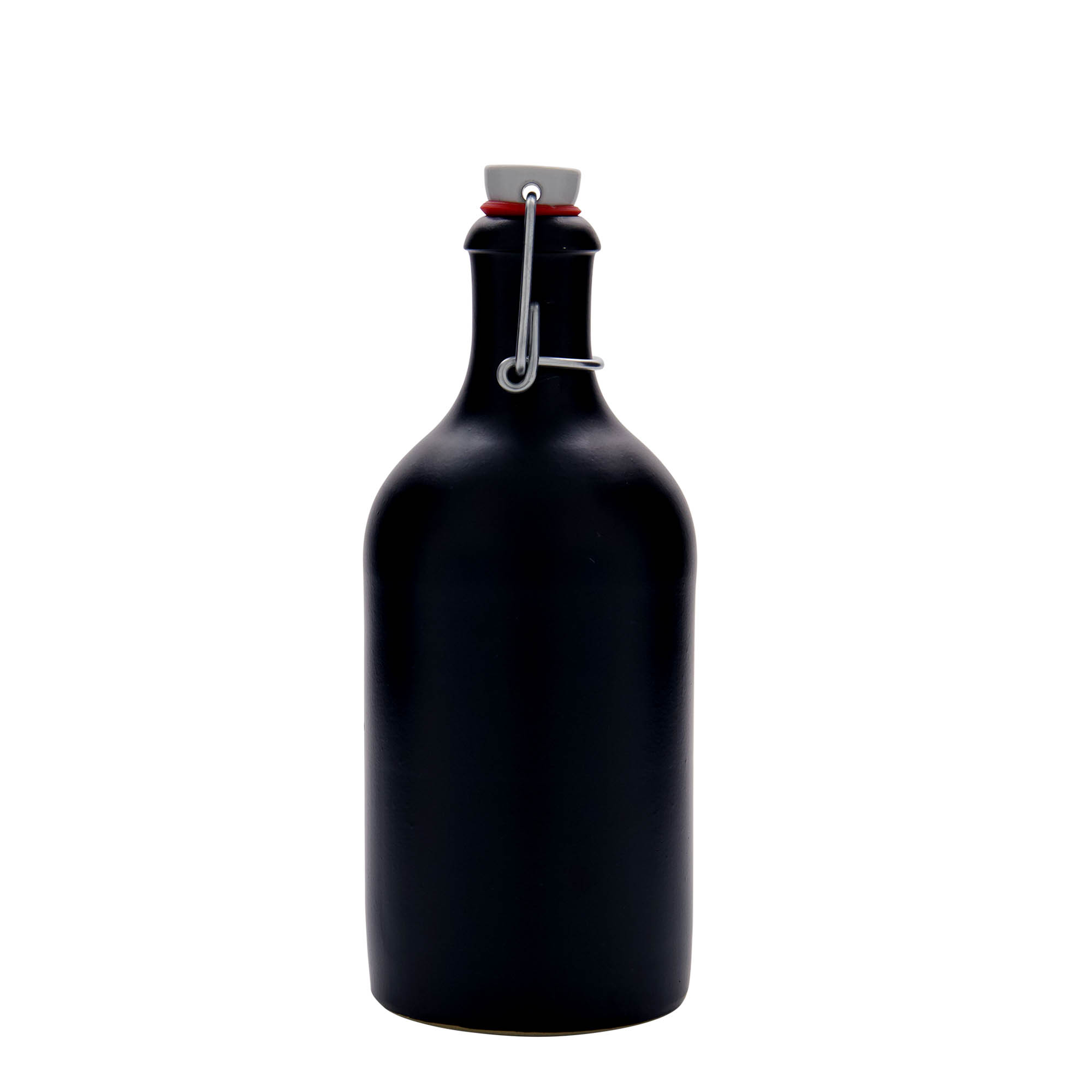 500 ml glineni vrč, kamenina, crni, grlo: zatvarač s kopčom