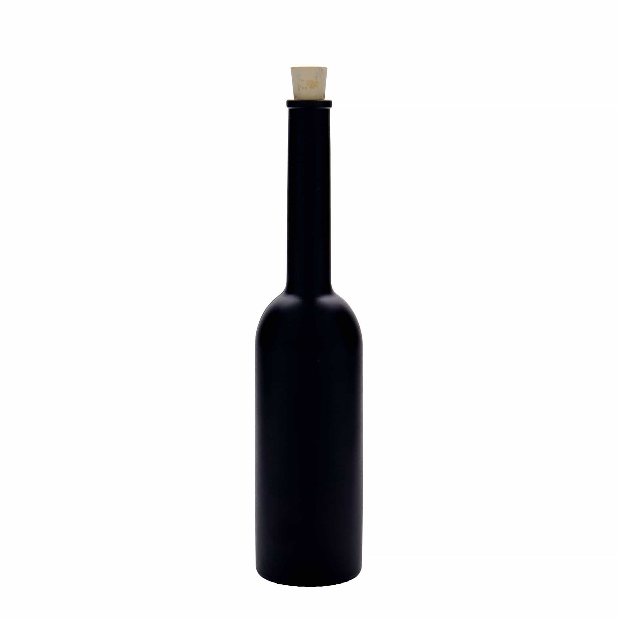 200 ml staklena boca 'Opera', crna, grlo: pluta