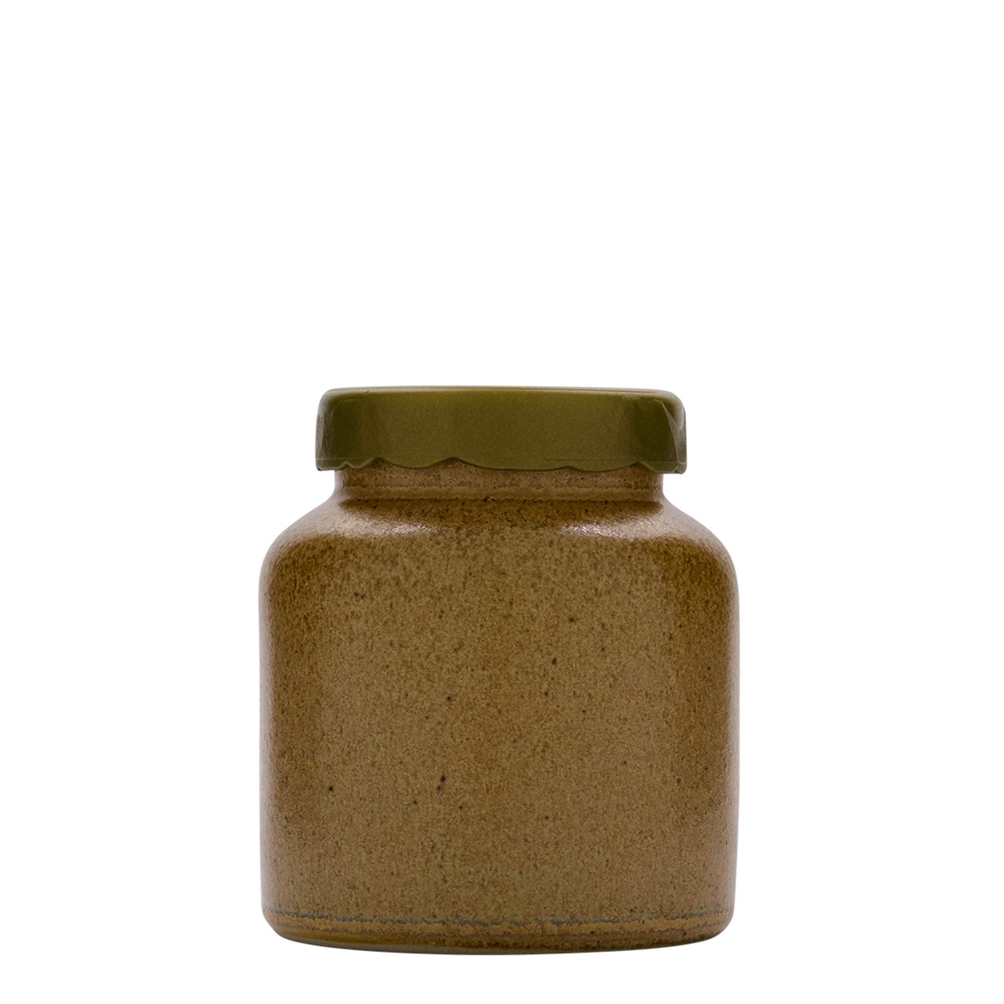 270 ml lonac od kamene keramike, keramika, smeđe-kristalni, otvor: poklopac s navlakom