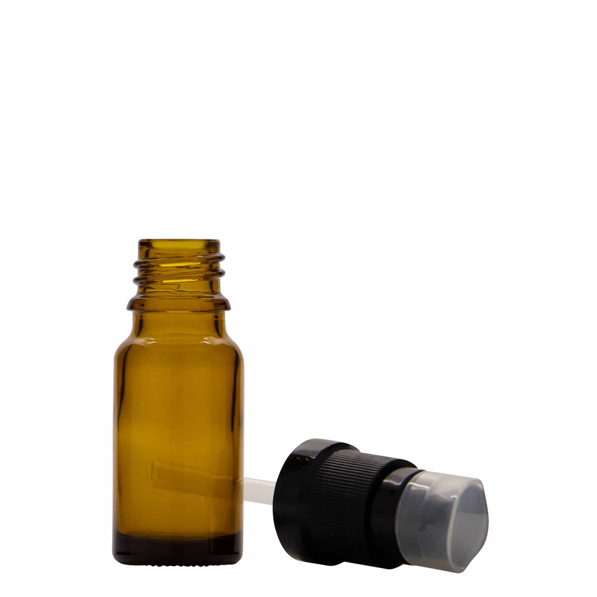 10 ml medicinska bočica s pumpicom za losion, staklena, smeđa, grlo: DIN 18