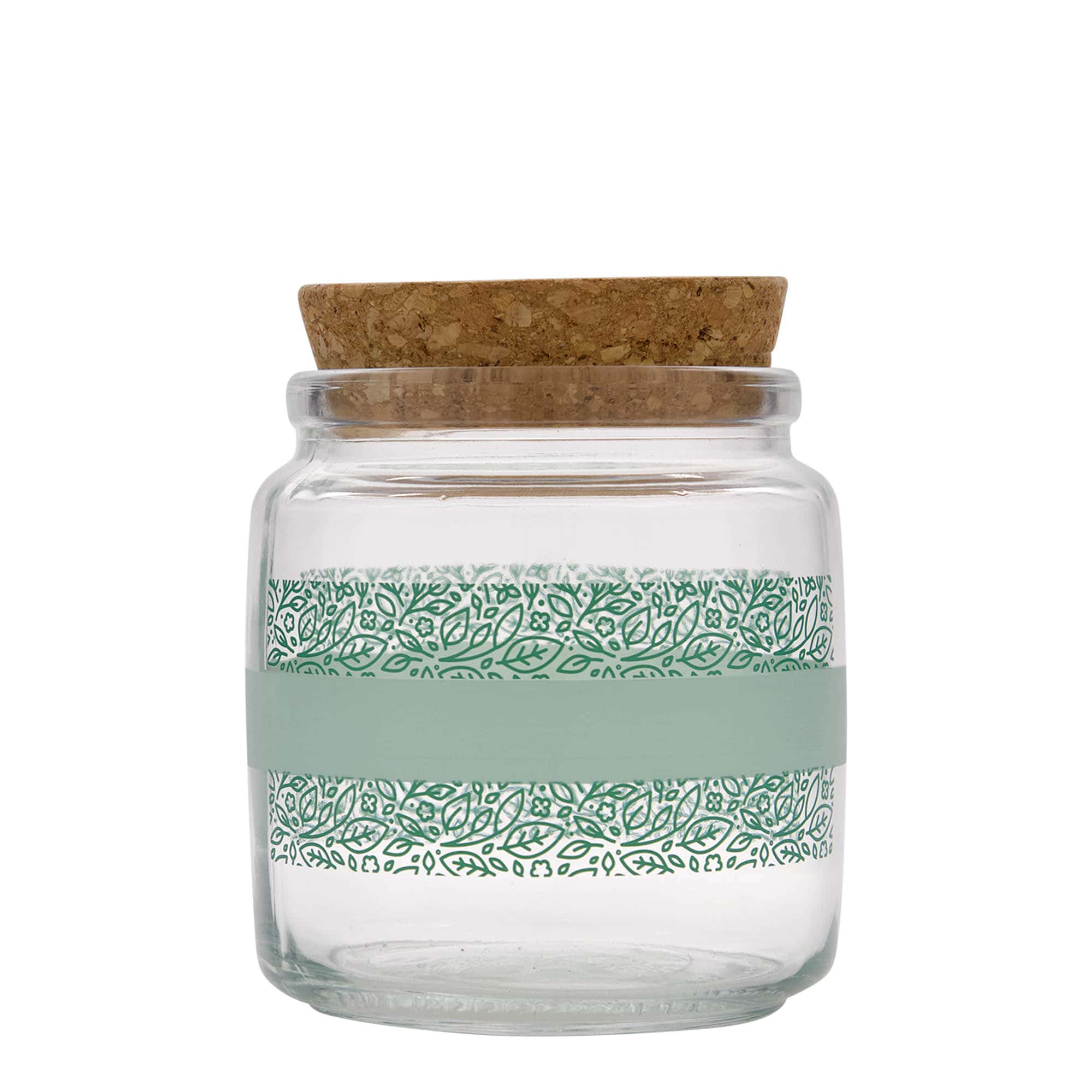 750 ml staklena boca s čepom 'Giara', motiv: Naturalmente verde, otvor: čep
