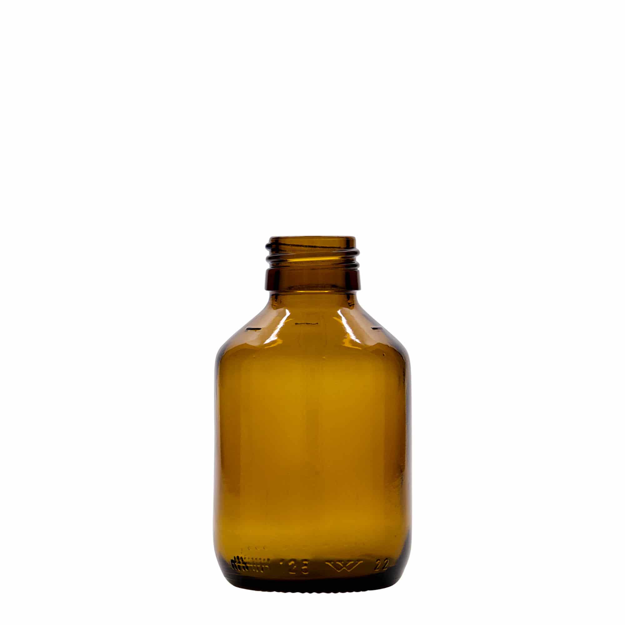 Farmaceutska boca 125 ml, smeđa, staklo, otvor: PP 28 Farmaceutska boca 125 ml, smeđa, staklo, otvor: PP 28