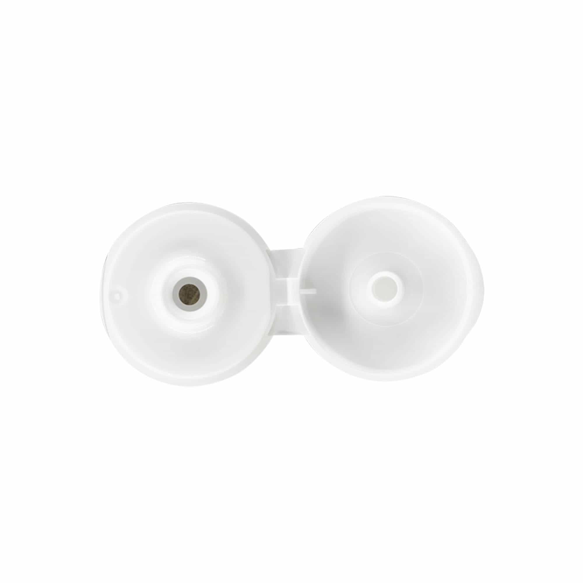 Navojni poklopac s pantom, bijela PP plastika, za grlo: 24/410