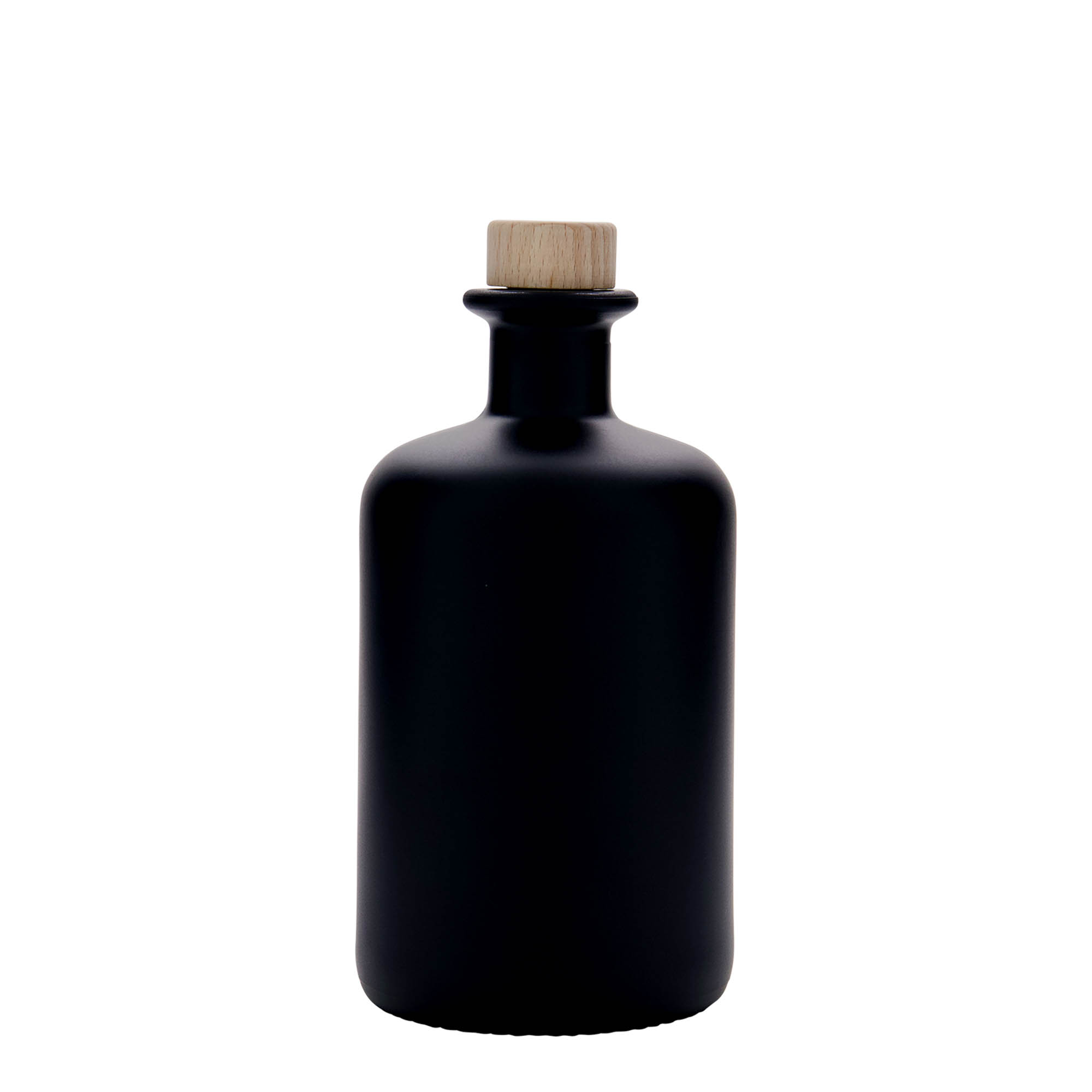 500 ml staklena boca ljekarnika, crna, grlo: pluta