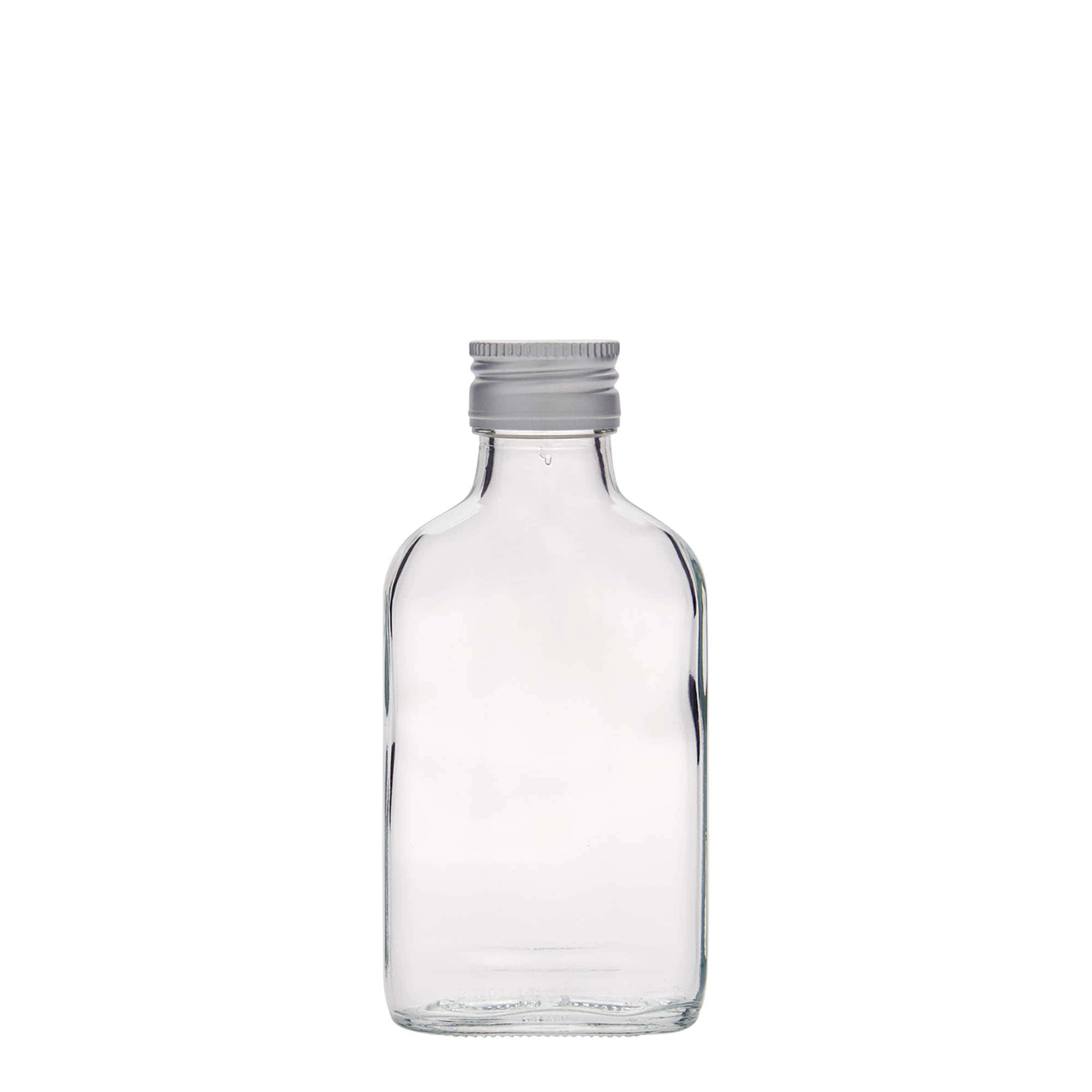 100 ml džepna bočica, pravokutna, staklo, grlo: PP 28