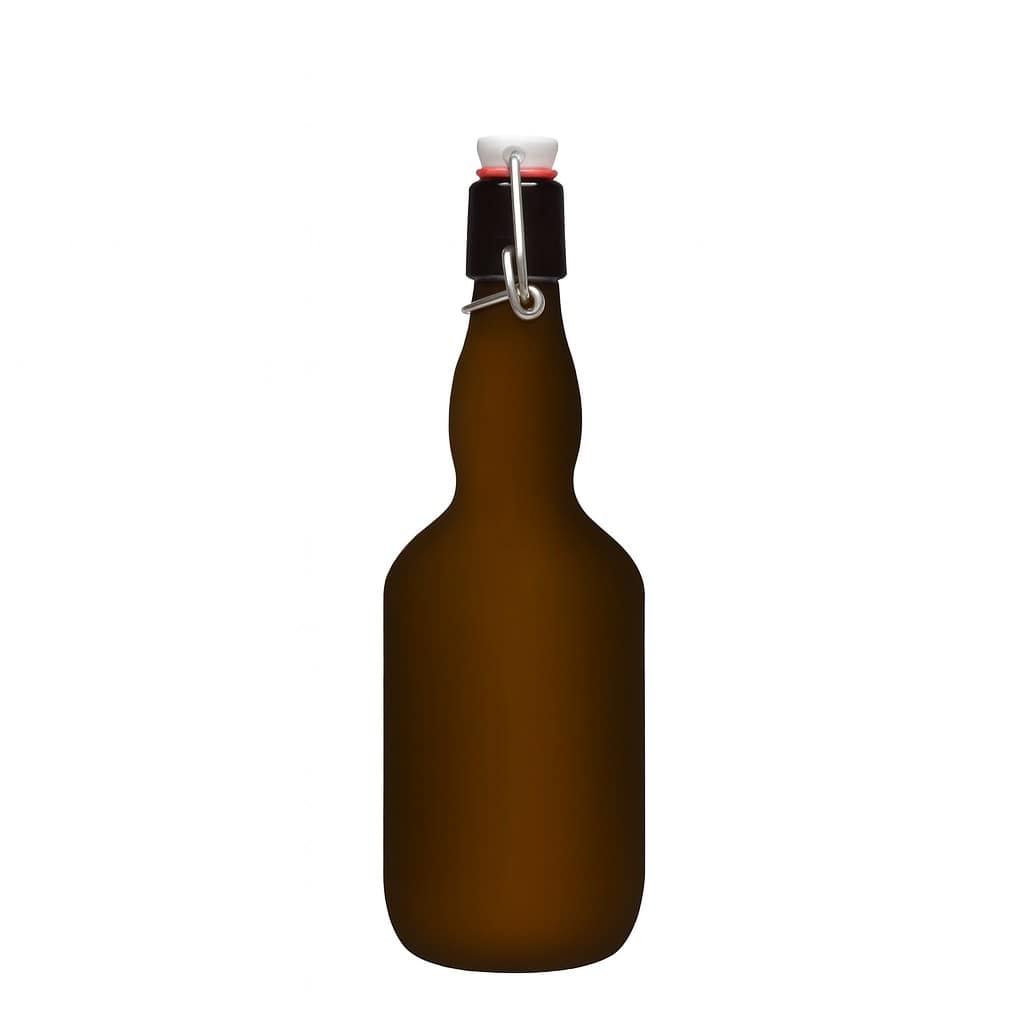 500 ml boca za pivo s grlom, staklo, antikno zeleno, otvor: zatvarač s kopčom