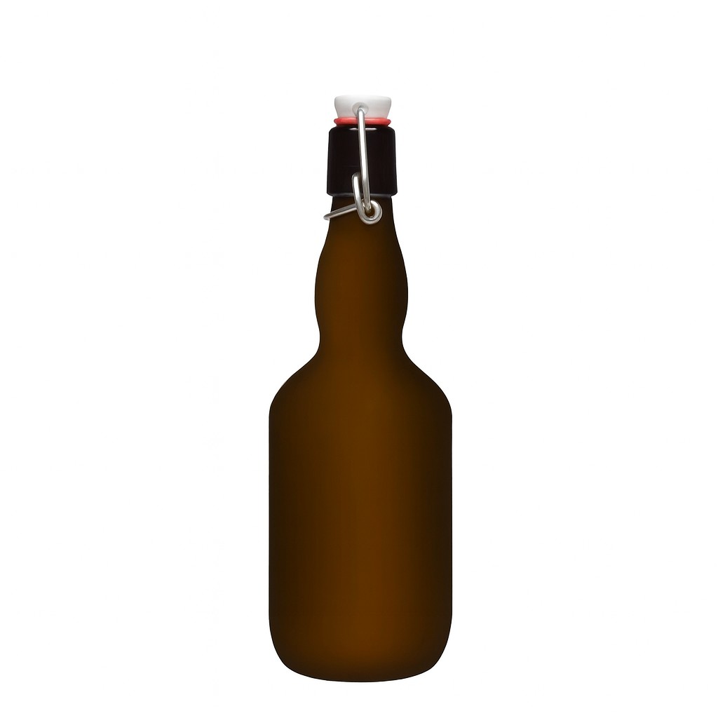 500 ml boca za pivo s grlom, staklo, antikno zeleno, otvor: zatvarač s kopčom