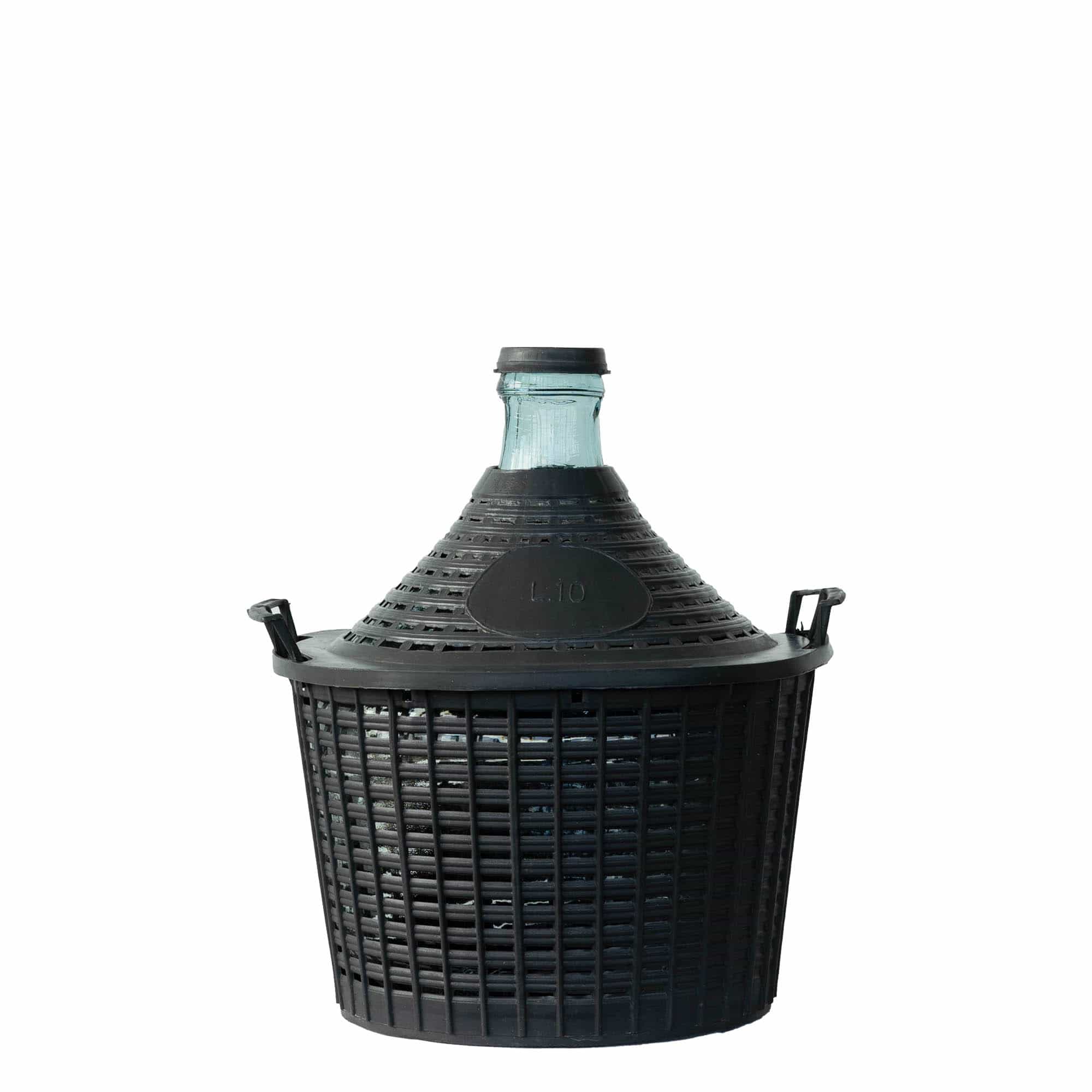 10 l balonska boca uskog grla, staklo, otvor: poklopac na navlaku