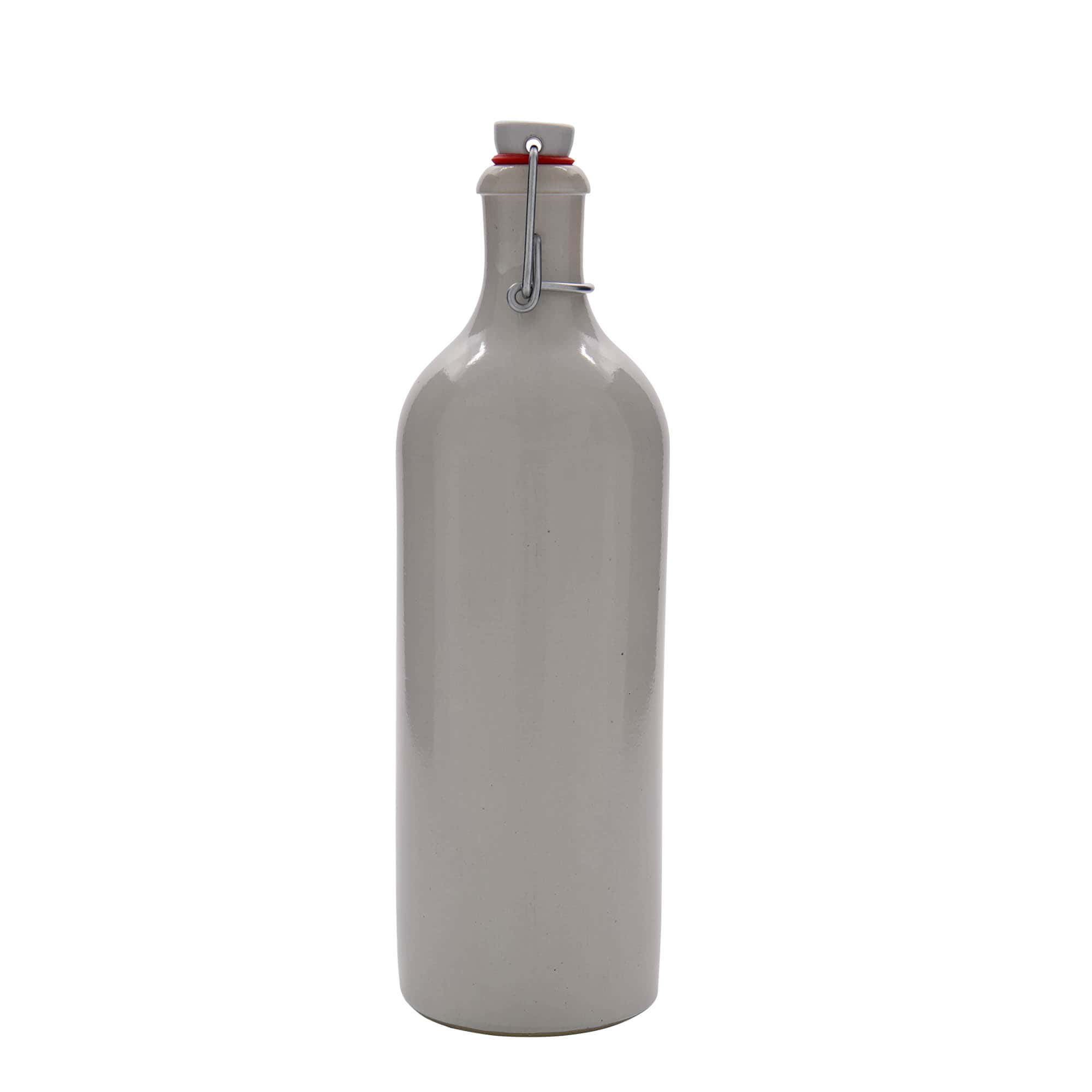 750 ml glineni vrč, kamenina, bijeli, otvor: zatvarač s kopčom