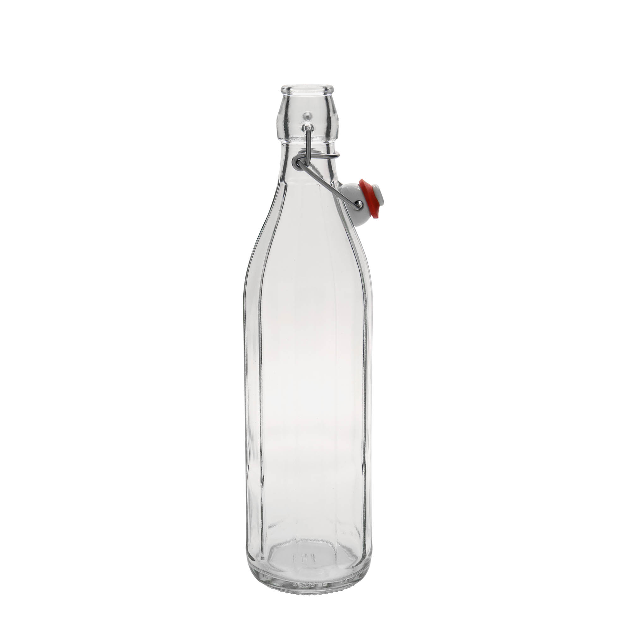 750 ml staklena boca 'Bravo', desetostrana, grlo: zatvarač s kopčom