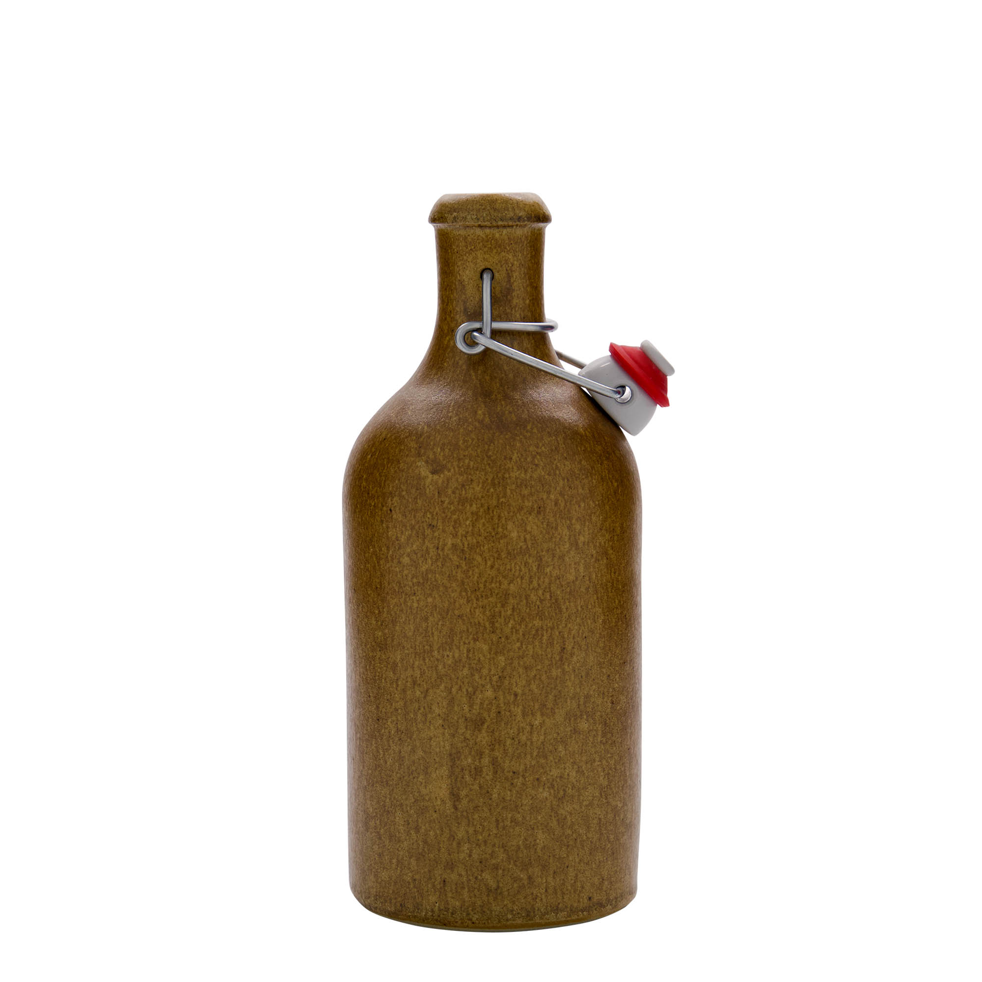 500 ml glineni vrč, kamenina, smeđe-kristalni, otvor: zatvarač s kopčom