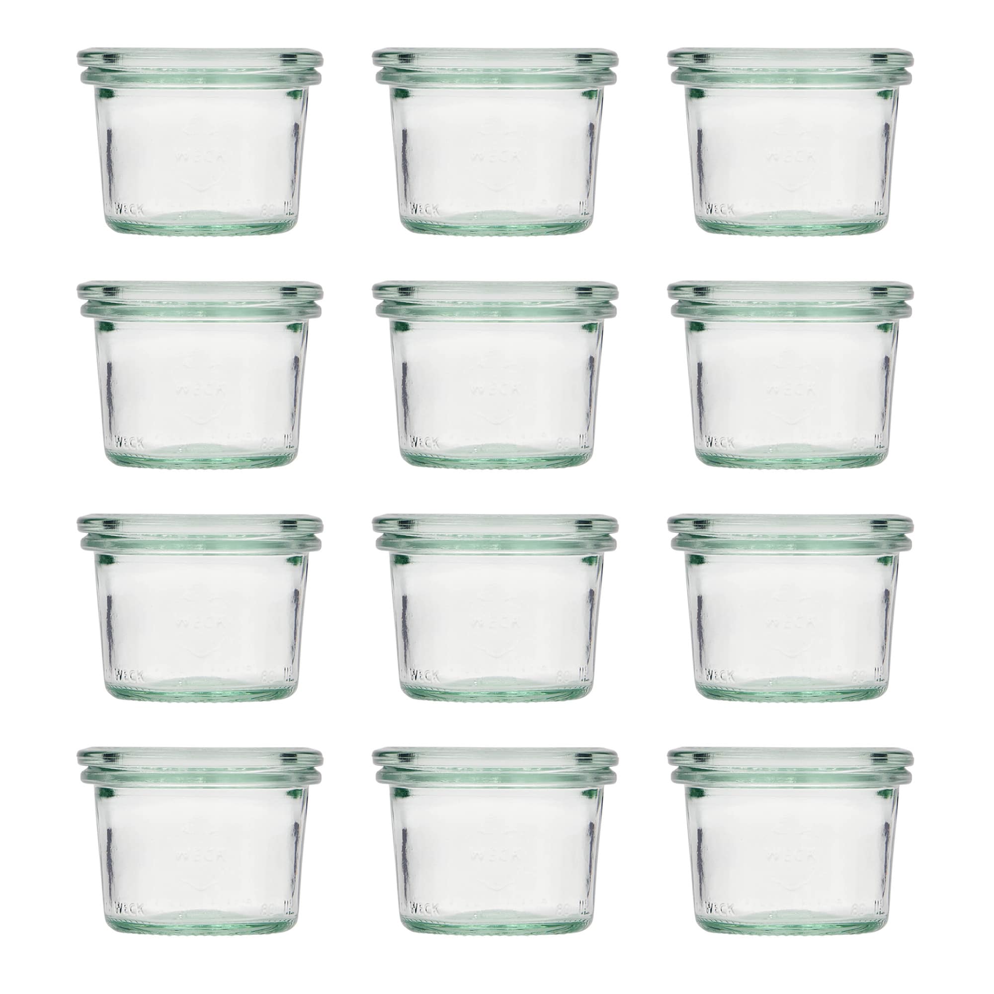 12x 80 ml WECK-staklenka za stavljanje naopako sa staklenim poklopcem RR 60