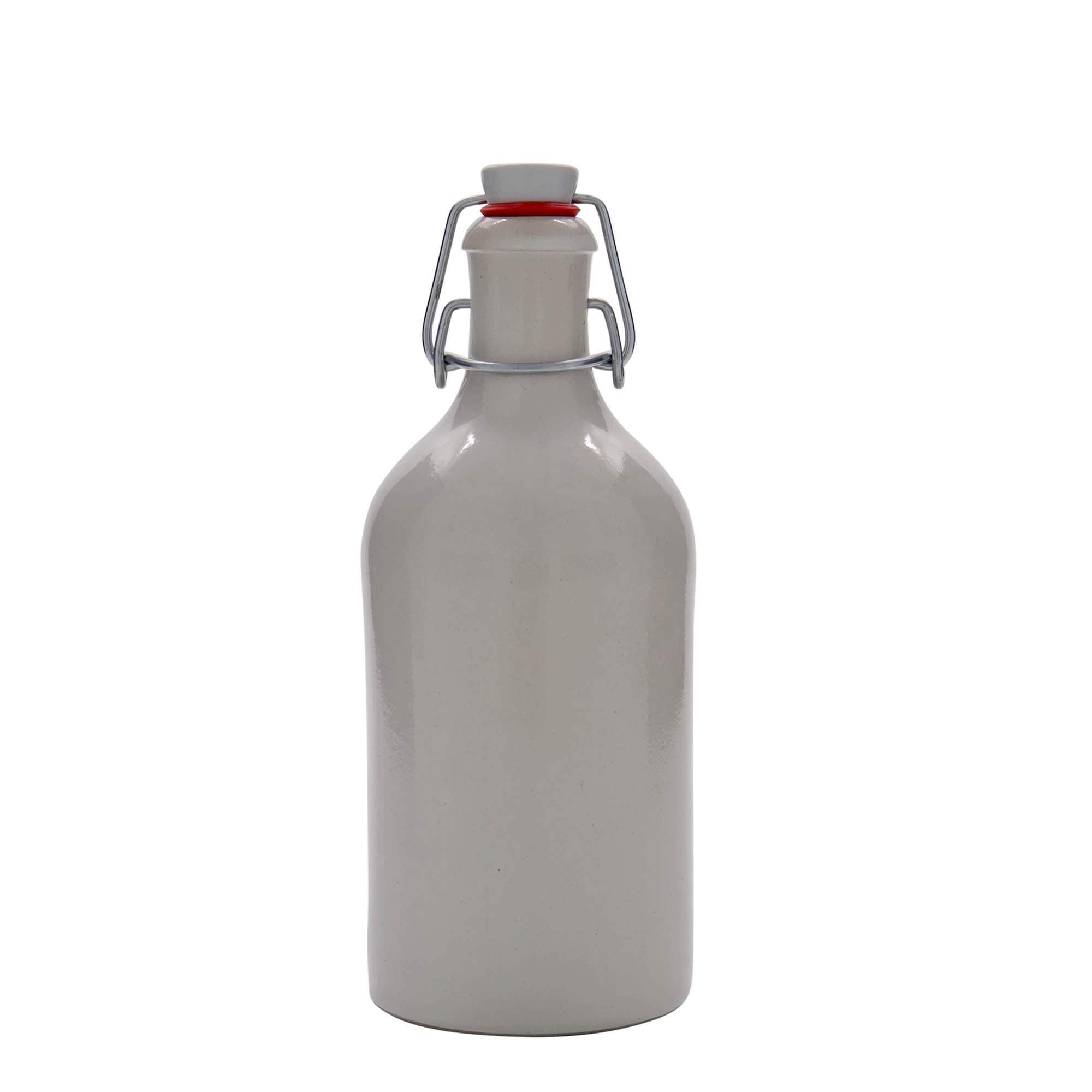 500 ml glineni vrč, kamenina, bijeli, otvor: zatvarač s kopčom