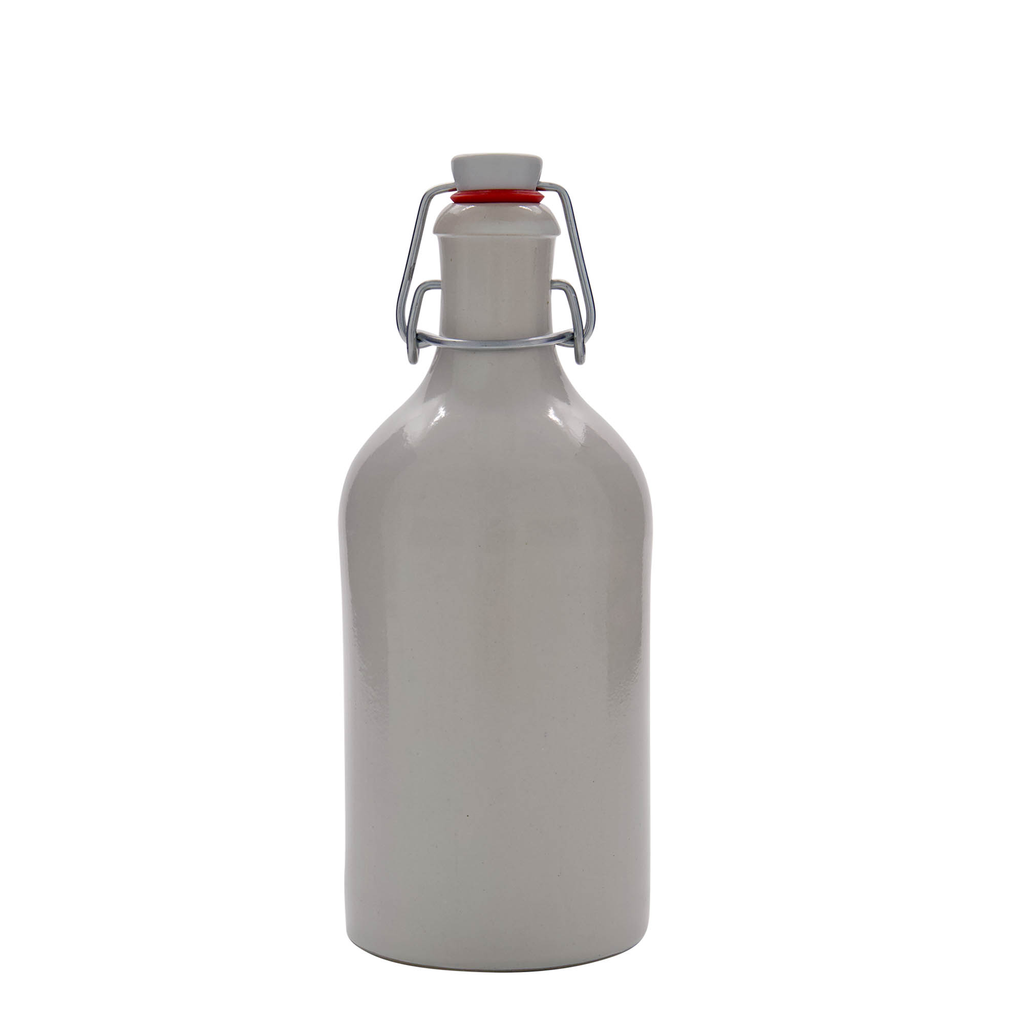 500 ml glineni vrč, kamenina, bijeli, otvor: zatvarač s kopčom