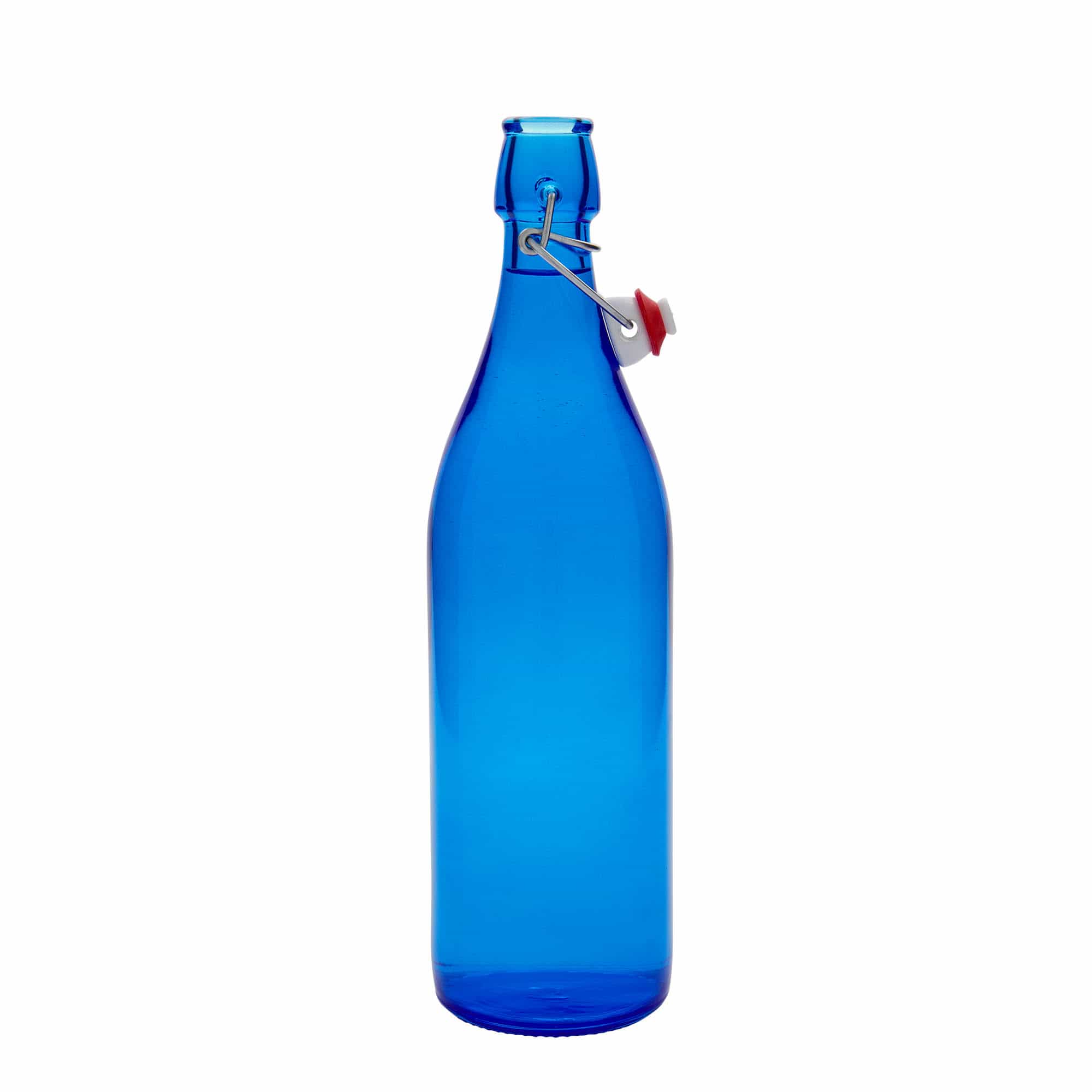 1.000 ml staklena boca 'Giara', plava, grlo: zatvarač s kopčom