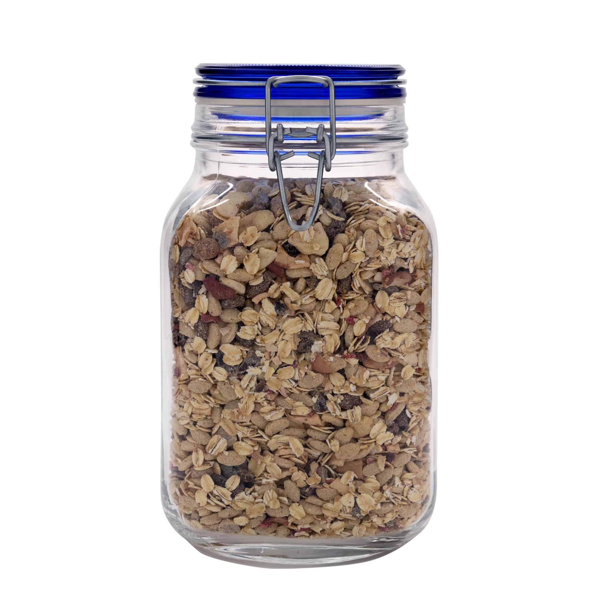 2.000 ml staklenka s žičanim zatvaračem 'Fido' plavi poklopac, četvrtasta, otvor: žični zatvarač 2.000 ml staklenka s žičanim zatvaračem 'Fido' plavi poklopac, četvrtasta, otvor: žični zatvarač