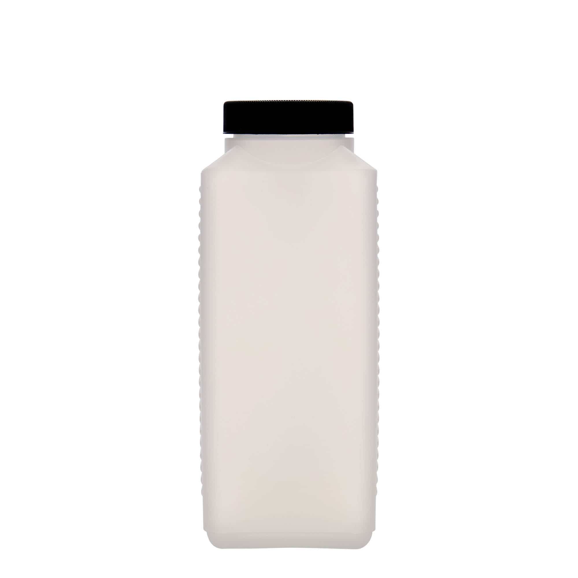 1.000 ml boca širokog grla, pravokutna, HDPE plastika, prirodna, otvor: DIN 60 EPE