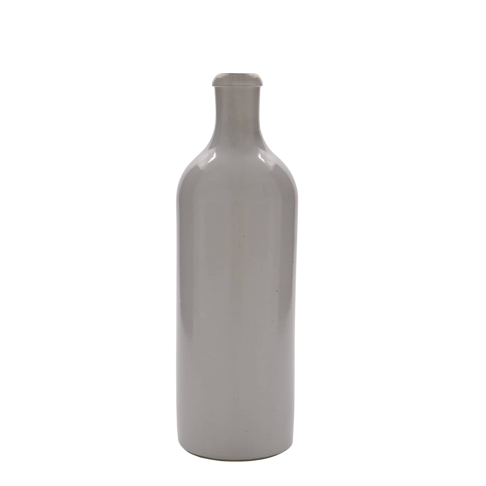 750 ml glineni vrč, kamenina, bijeli, otvor: zatvarač s kopčom