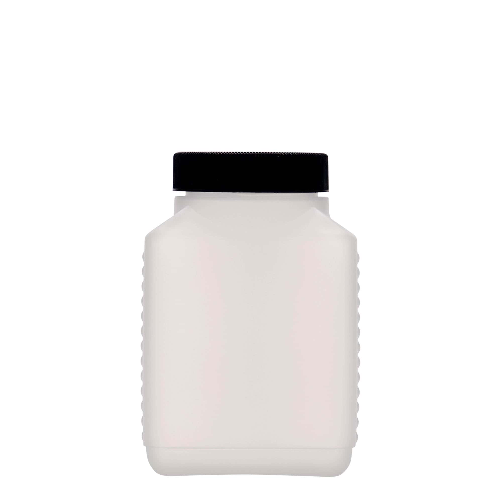 500 ml boca širokog grla, pravokutna, HDPE plastika, prirodna, grlo: DIN 60 EPE