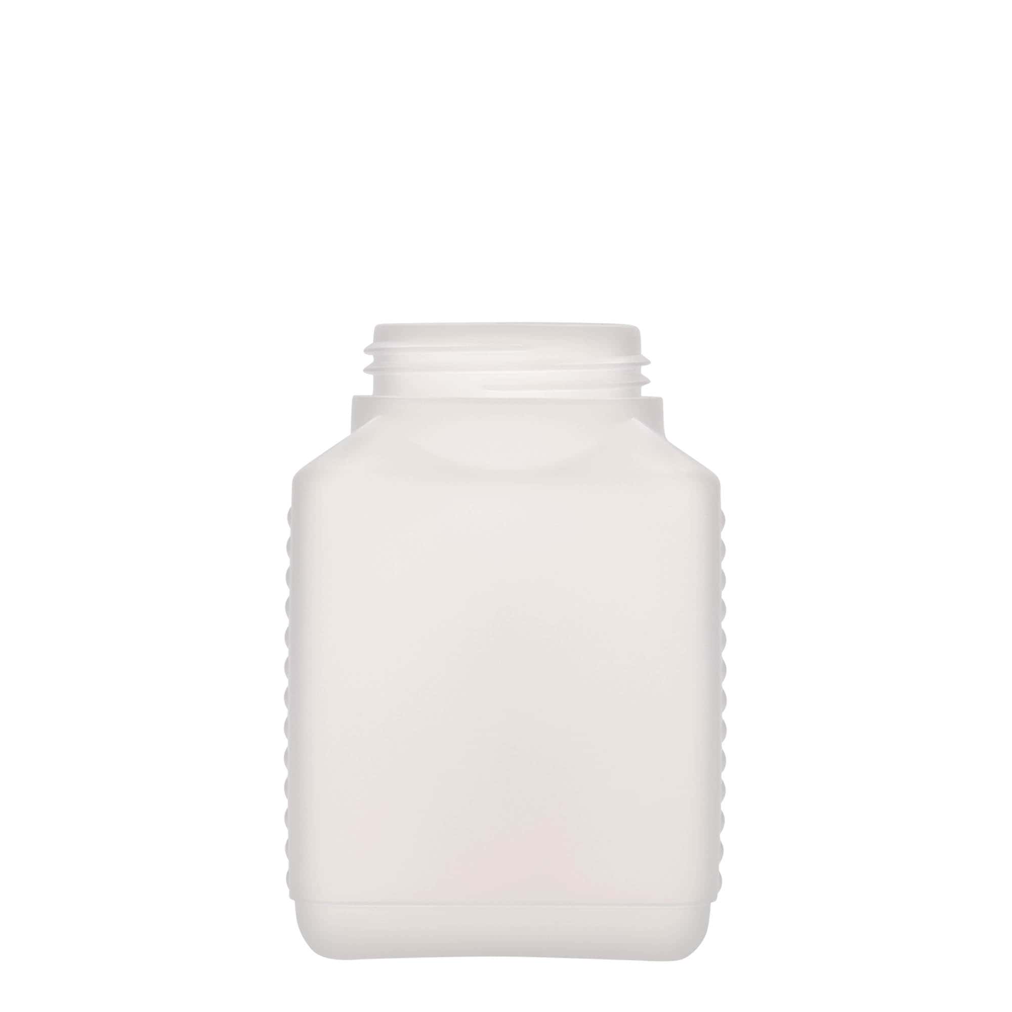500 ml boca širokog grla, pravokutna, HDPE plastika, prirodna, grlo: DIN 60 EPE
