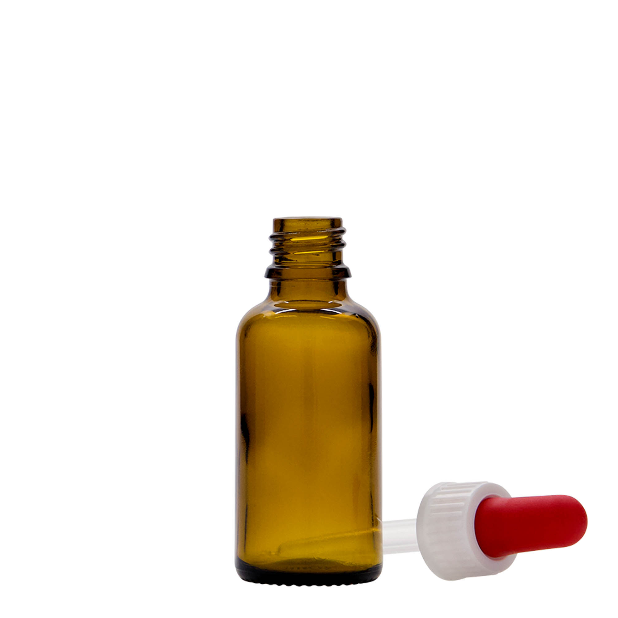30 ml bocica s kapaljkom, medicinska, staklena, smeđa, grlo: DIN 18
