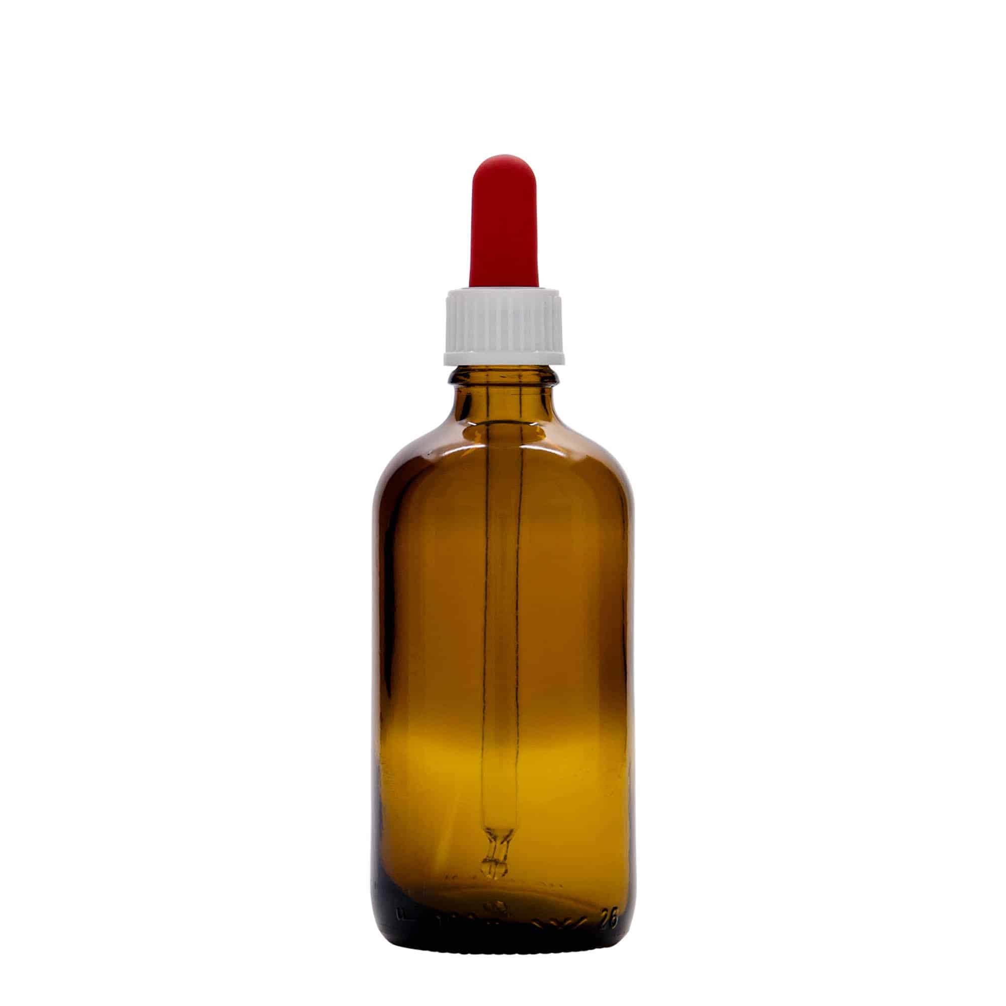 Farmaceutska bočica s pipetom 100 ml, staklo, smeđe-crvena, otvor: DIN 18 Farmaceutska bočica s pipetom 100 ml, staklo, smeđe-crvena, otvor: DIN 18
