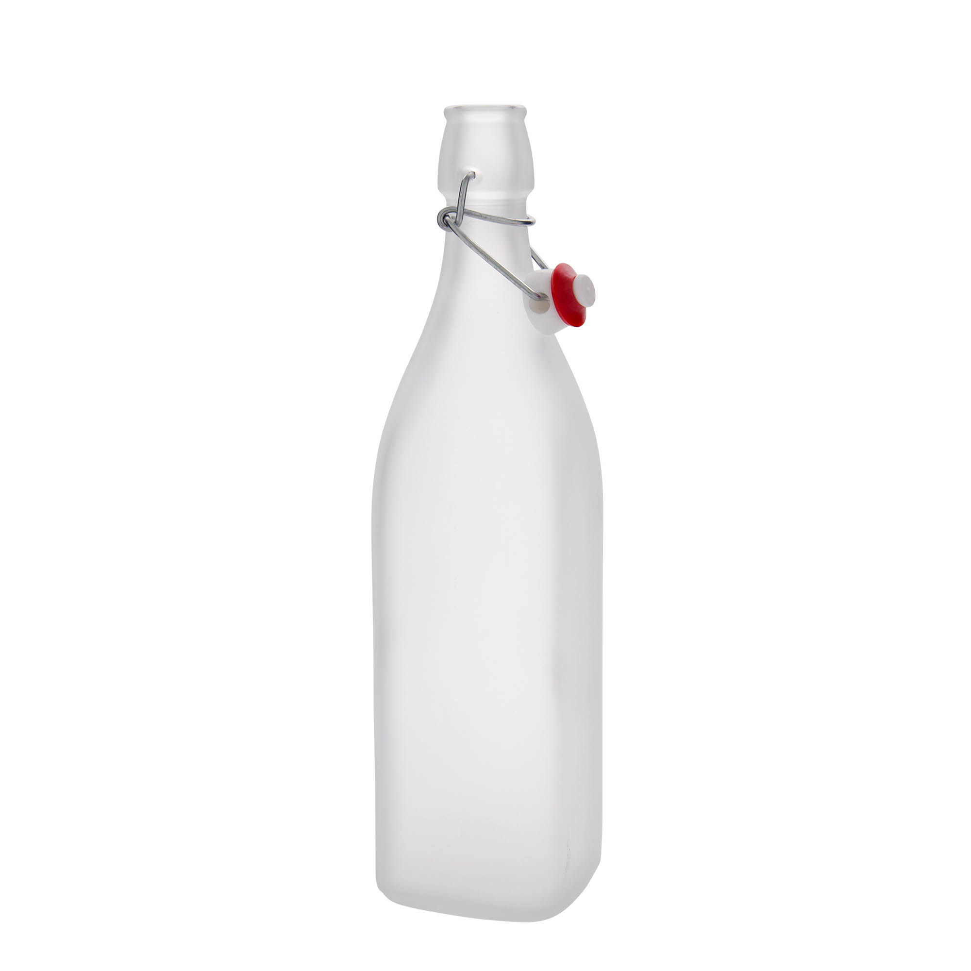 1.000 ml staklena boca 'Swing, četvrtasta, zamrznuta, grlo: zatvarač s kopčom
