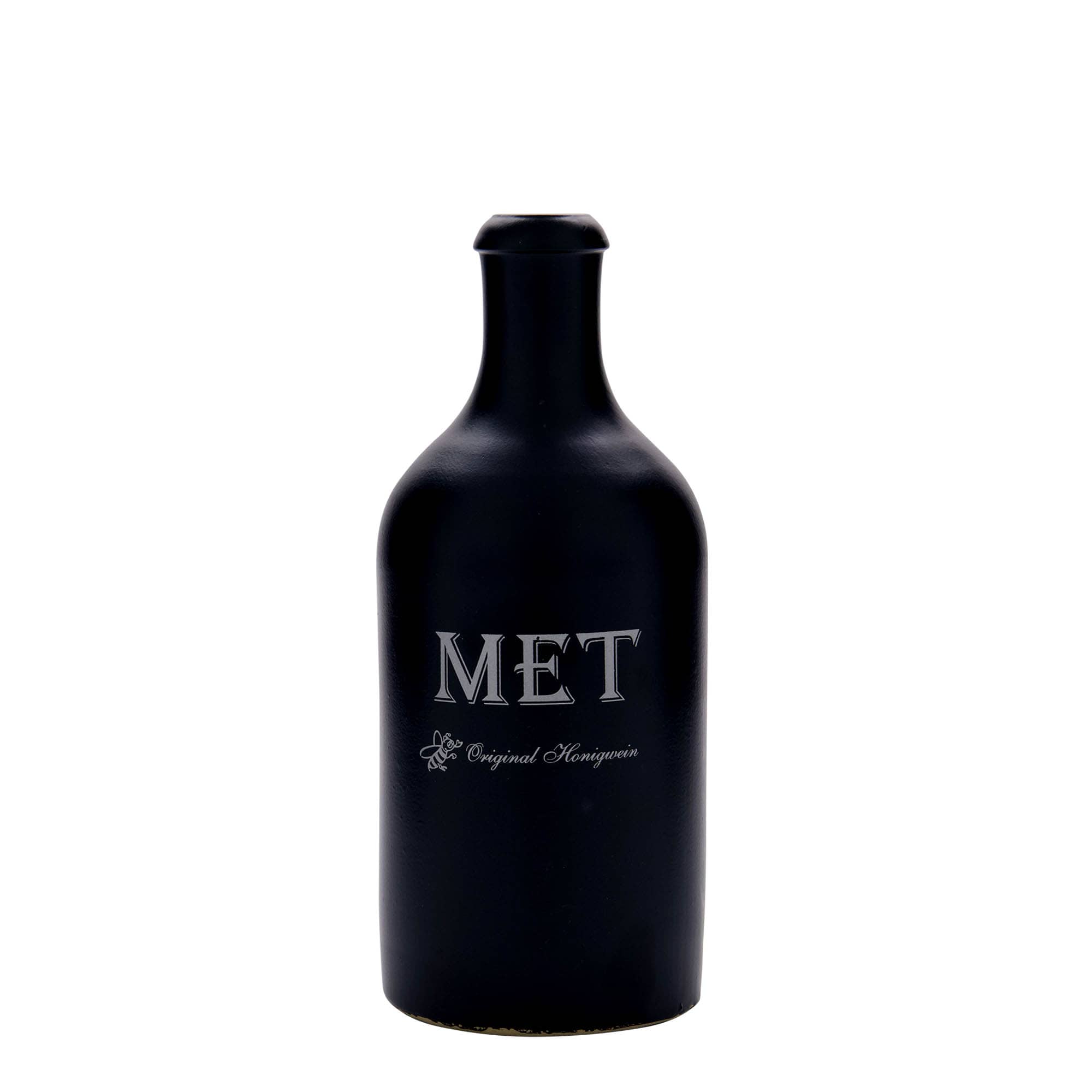 500 ml glineni vrč, motiv: medovina, kamenina, crni, otvor: pluta