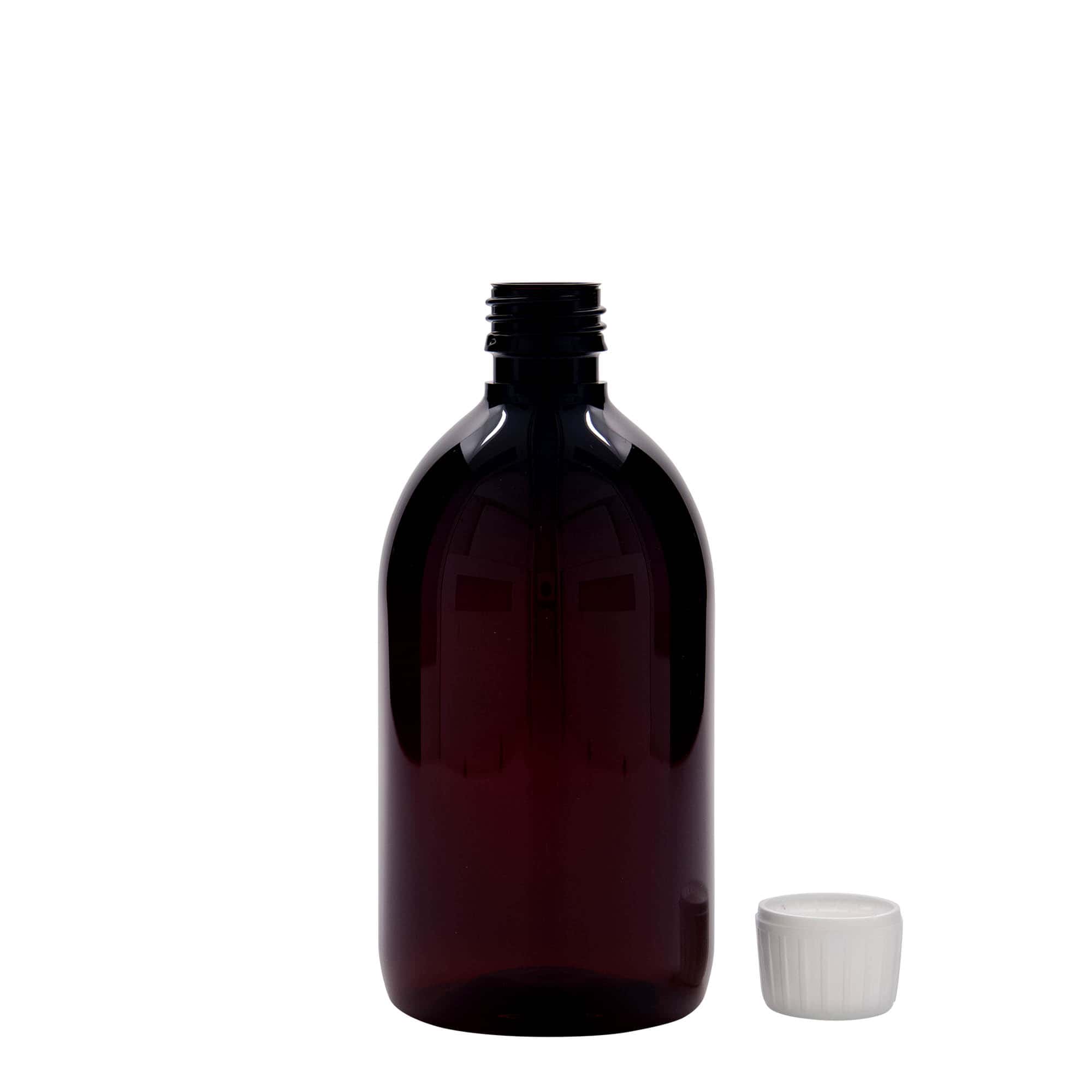 PET farmaceutska boca 500 ml, smeđa, plastika, otvor: PP 28