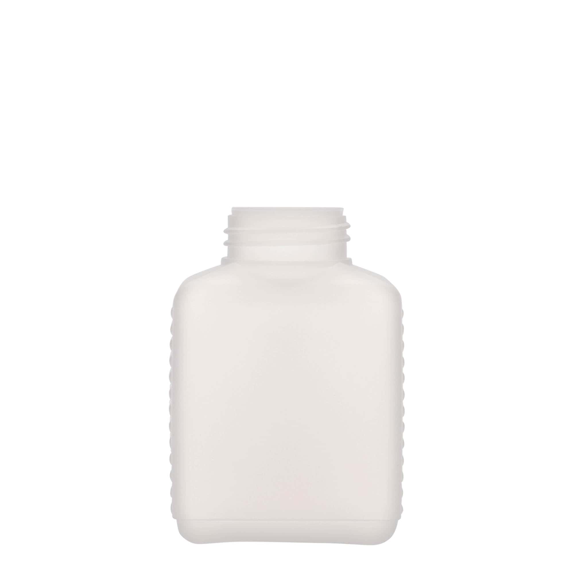 250 ml boca širokog grla, pravokutna, HDPE plastika, prirodna, otvor: DIN 40 EPE